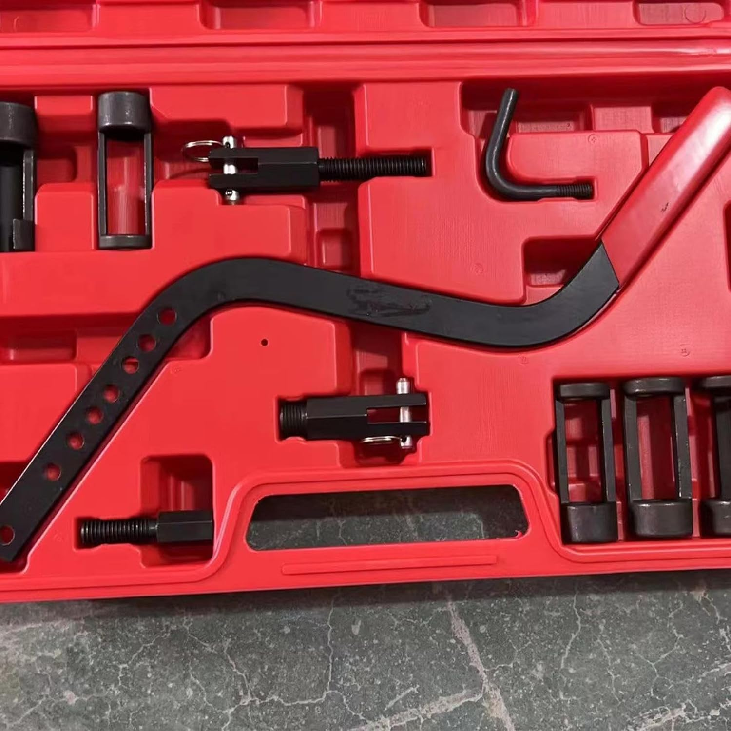 Valve Spring Compressor Tool, Overhead Valve Installer Kit, 38X24X6Cm, Collet Pusher Adapters Set, Carbon Steel Automotive Equipment, for Small Engine Use, Garage Repair Work image number 5