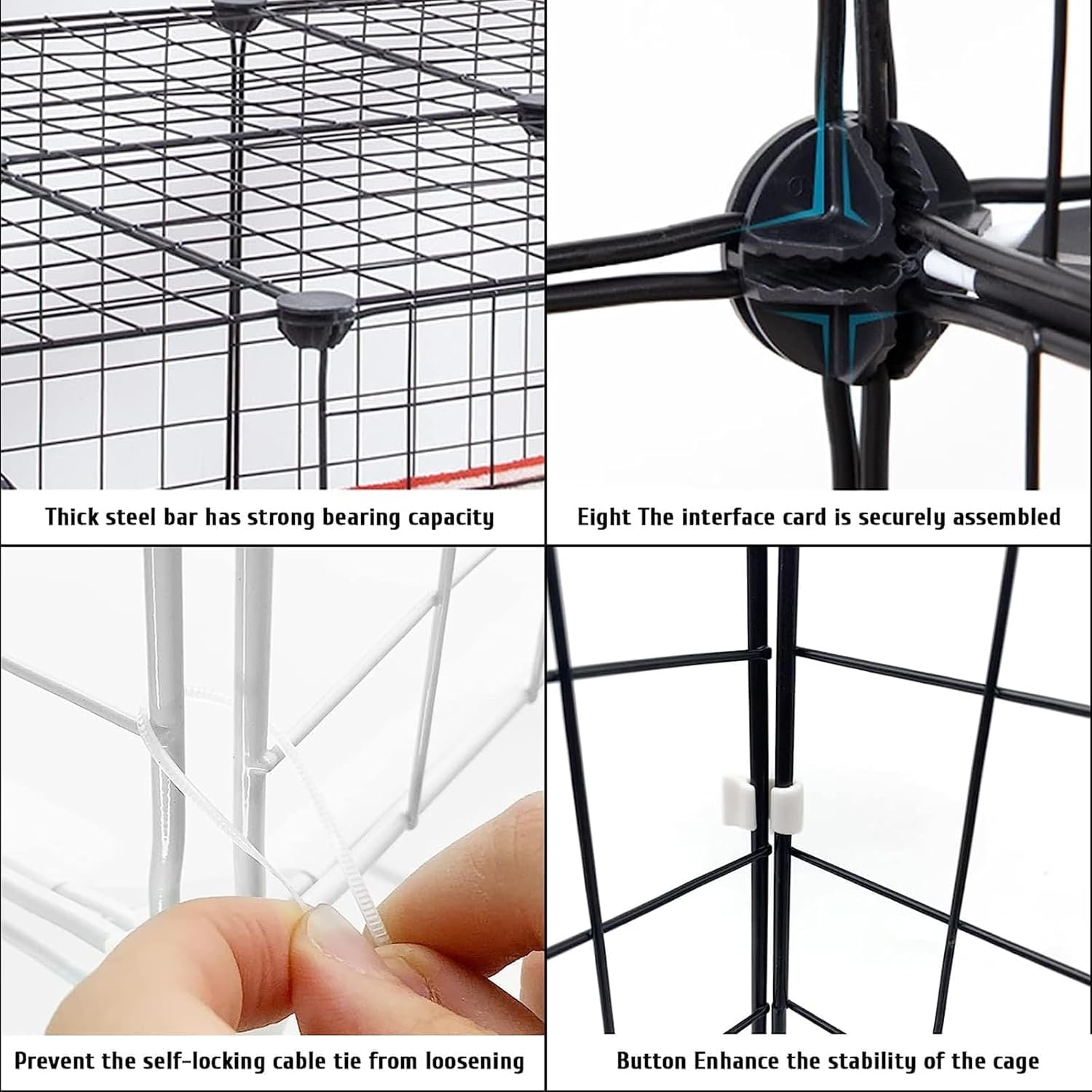 2-Tier Cat Cage, DIY Metal Wire Cat Cage Playpen with Ladder, Indoor DIY Kennels Crate, Removable Cat House, Crate Exercise Place(Black) image number 3