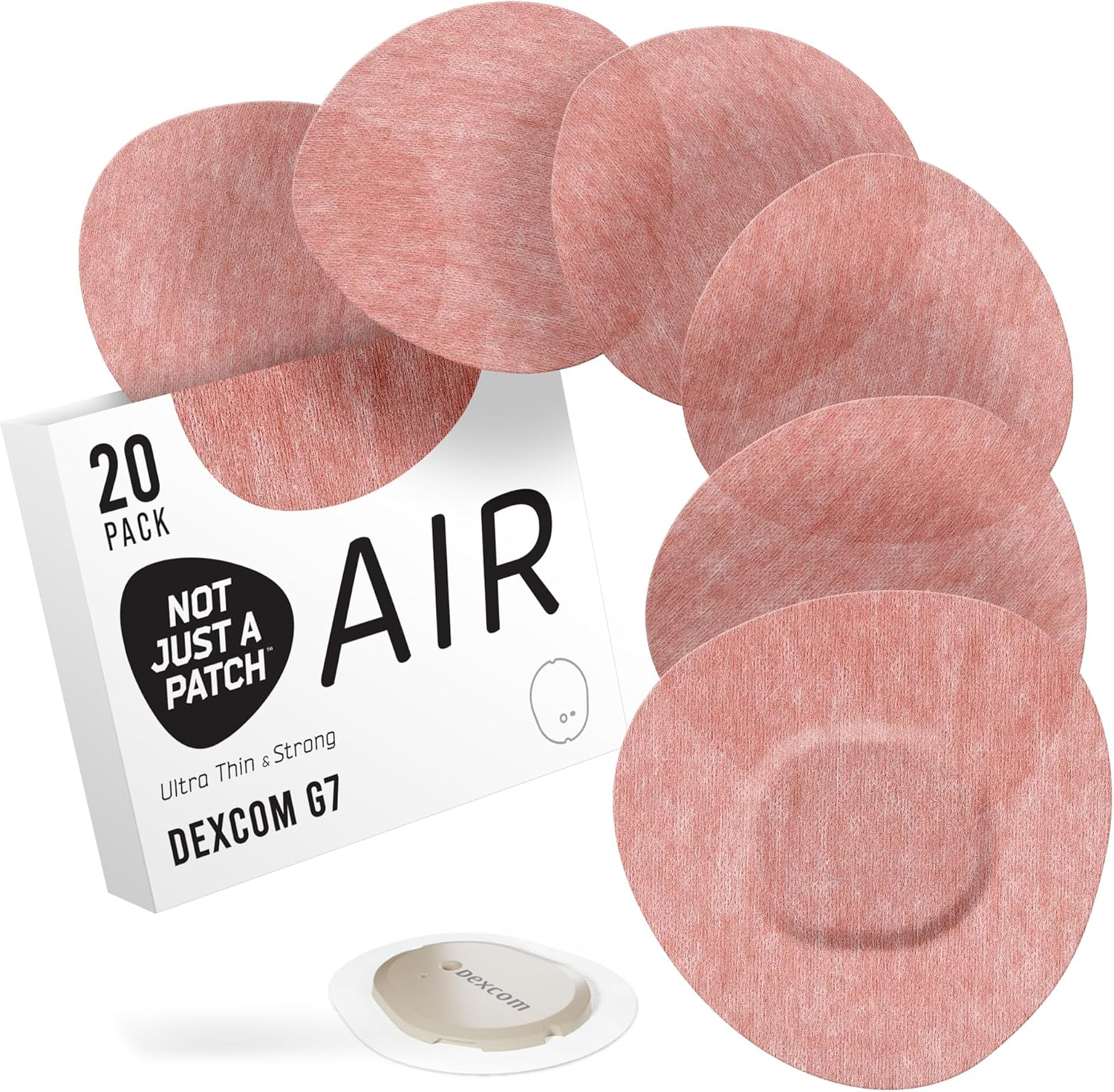 Not Just a Patch Air Dexcom G7 Adhesive Patches (20 Pack) - Strong and Light Stelo CGM & Dexcom G7 over Patches with Ultra-Hold 14 Day Adhesion, Durable Sensor Covers - Beige