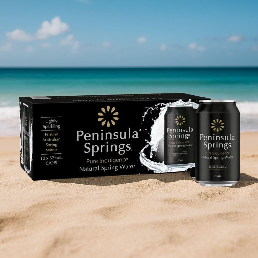 Peninsula Springs Sparkling Natural Spring Water, 375Ml Cans, Pack of 10