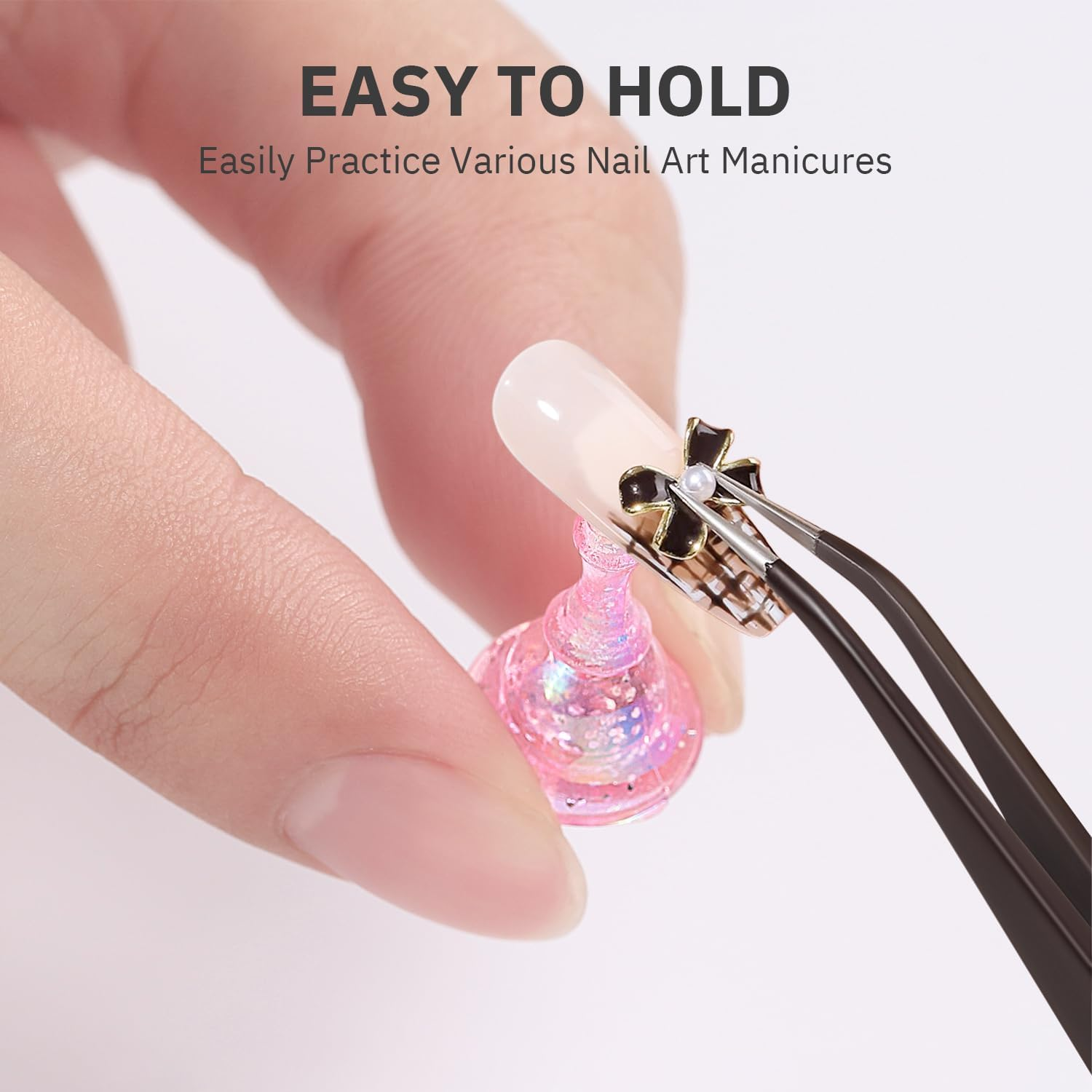 Etercycle 2 Set Nail Holder for Display Painting Nails - Aurora Acrylic Magnetic Practice Nail Stand Set - Fake Nail Holder for Press on Nails with Reusable Adhesive Putty (Aurora Pink) image number 1