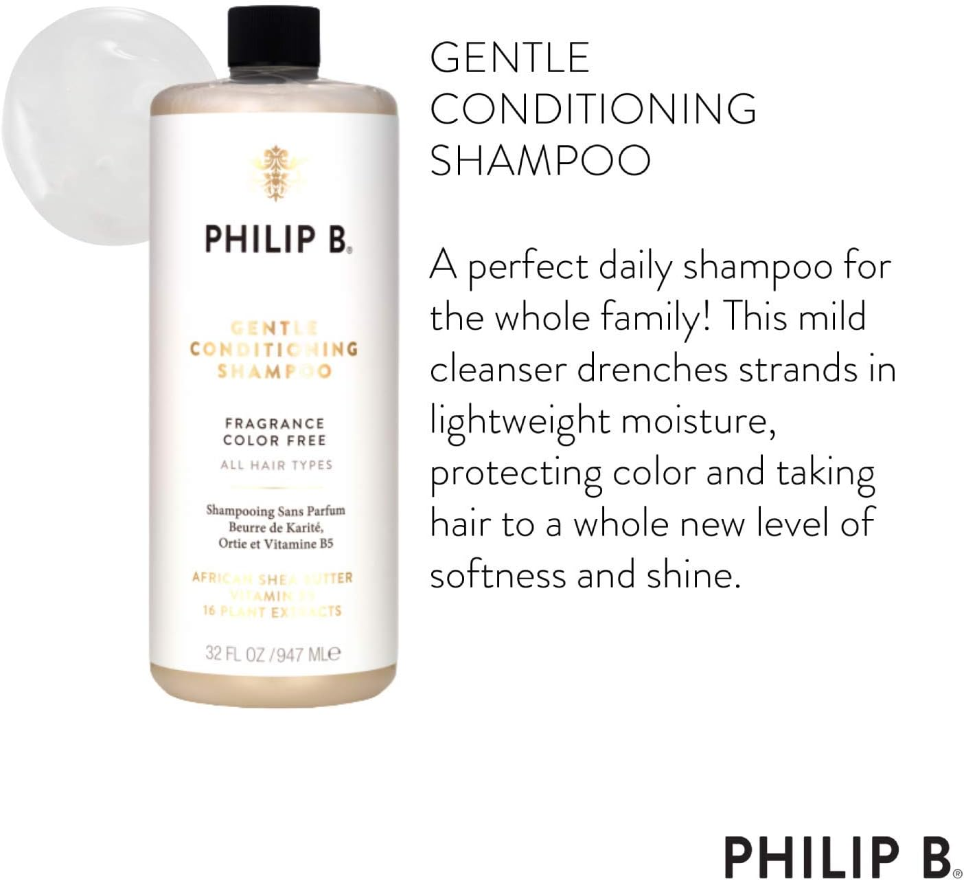 Philip B African Shea Butter Gentle and Conditioning Shampoo, 32 Ounce image number 1