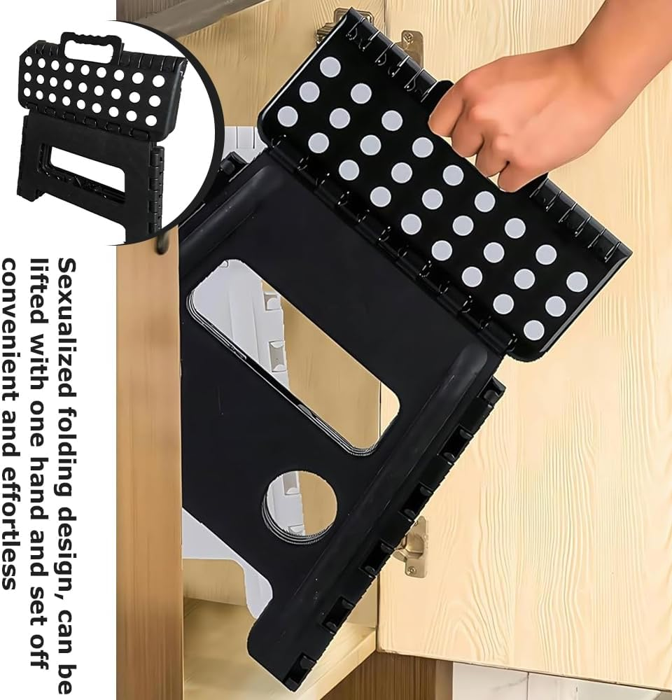 Foldable Plastic Step Stool, Compact Folding Chair, Durable Footrest Stool, Lightweight Collapsible Design Saves Space When Folded for Indoor/Outdoor Use