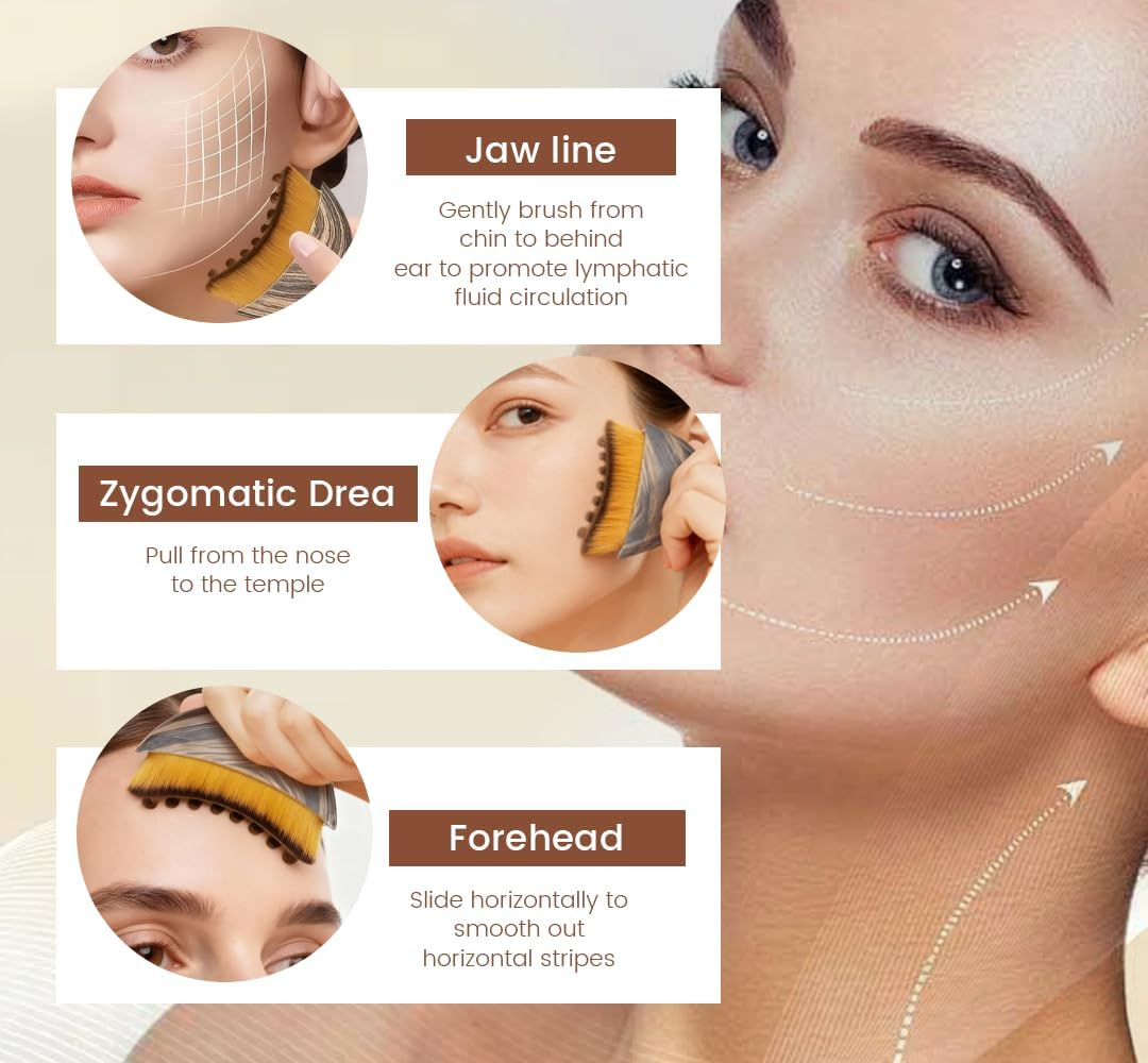 Lymph Face Brush, Pack of 2, Aluvea Face Brush, Lymphatic Face Brush, Dry Brush, Lymphatic Drainage Massage, Alpine Fibre, Facial Brush, Lymphatic Drainage Brush Face image number 1