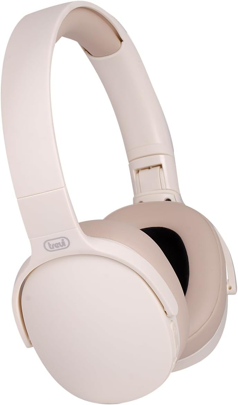 Trevi DJ 12E45 BT Wireless Headphones with Built-In Microphone and MP3 Player, AUX Input, with Foldable Headband, Compatible with Smartphones and PC, Autonomy 5-7 Hours, Charging in 1-2 Hours - Cream-Coloured image number 6
