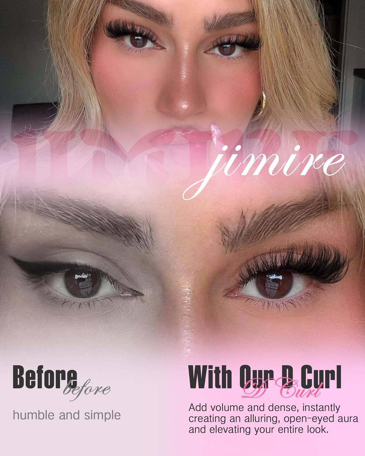 JIMIRE Mink Lashes Wispy Cat Eye Lashes Full 6D Volume False Eyelashes That Look like Extensions 16MM Thick Soft D-Curly Fake Lashes 7 Pairs Pack image number 5