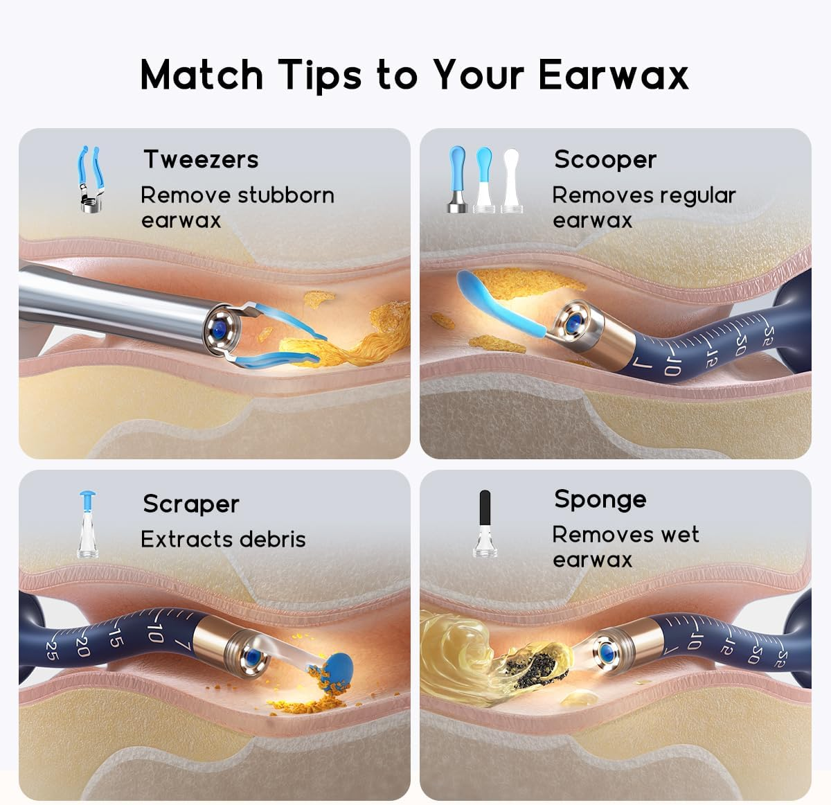 Bebird Original Earsight plus Ear Cleaner Replacement Tips - Ear Wax Removal Attachments - Earpick Accessories - Ear Camera Tips Kit Designed Only for R37R/D39R/B31R/R1MAX image number 4