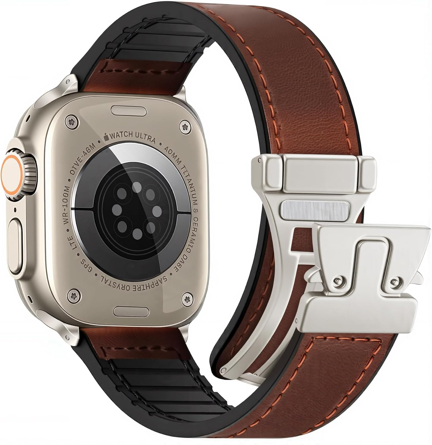 Westeagle Magnetic Leather Bands Compatible with Apple Watch 49Mm 46Mm 45Mm 44Mm 42Mm 41Mm 40Mm 38Mm for Men Women, Genuine Leather with Magnetic Buckle for Iwatch Ultra 1/2 Series SE/10/9/8/7/6/5/4/3