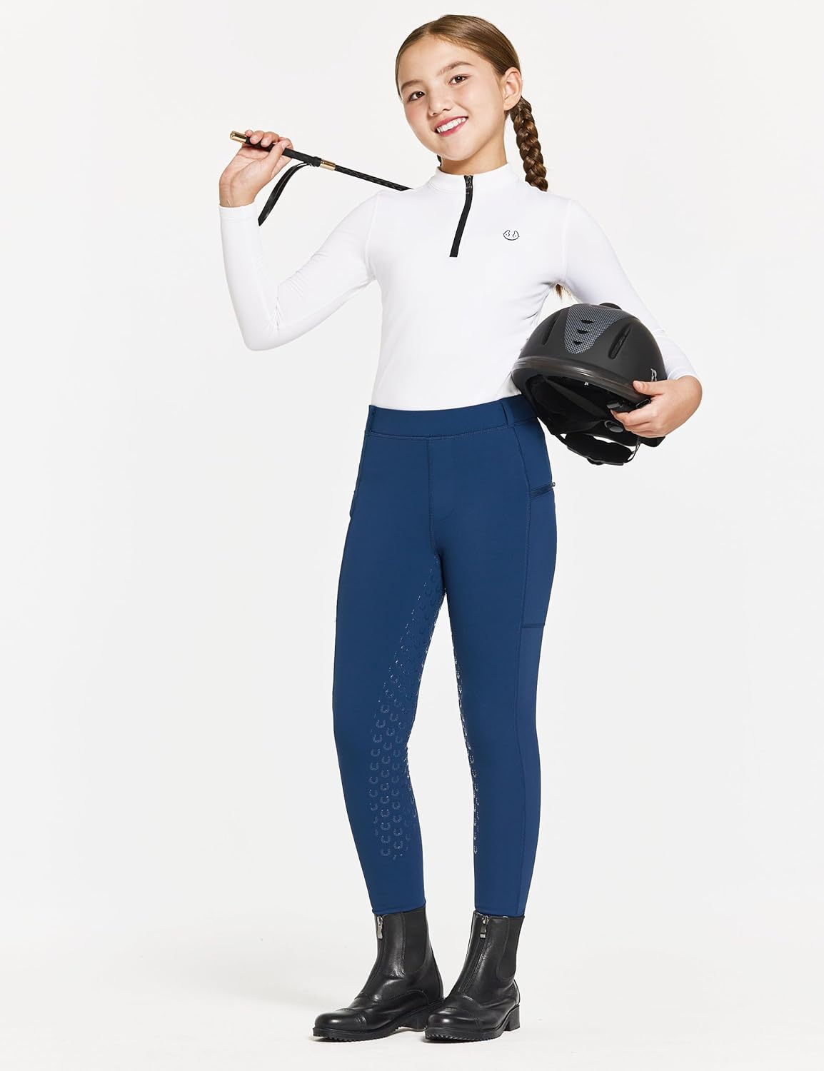 Fitst4 Sports Winter Riding Breeches Children'S Winter Riding Leggings Girls Silicone Full Seat Thermal Jodhpurs with Mobile Phone Pocket and Pockets image number 2