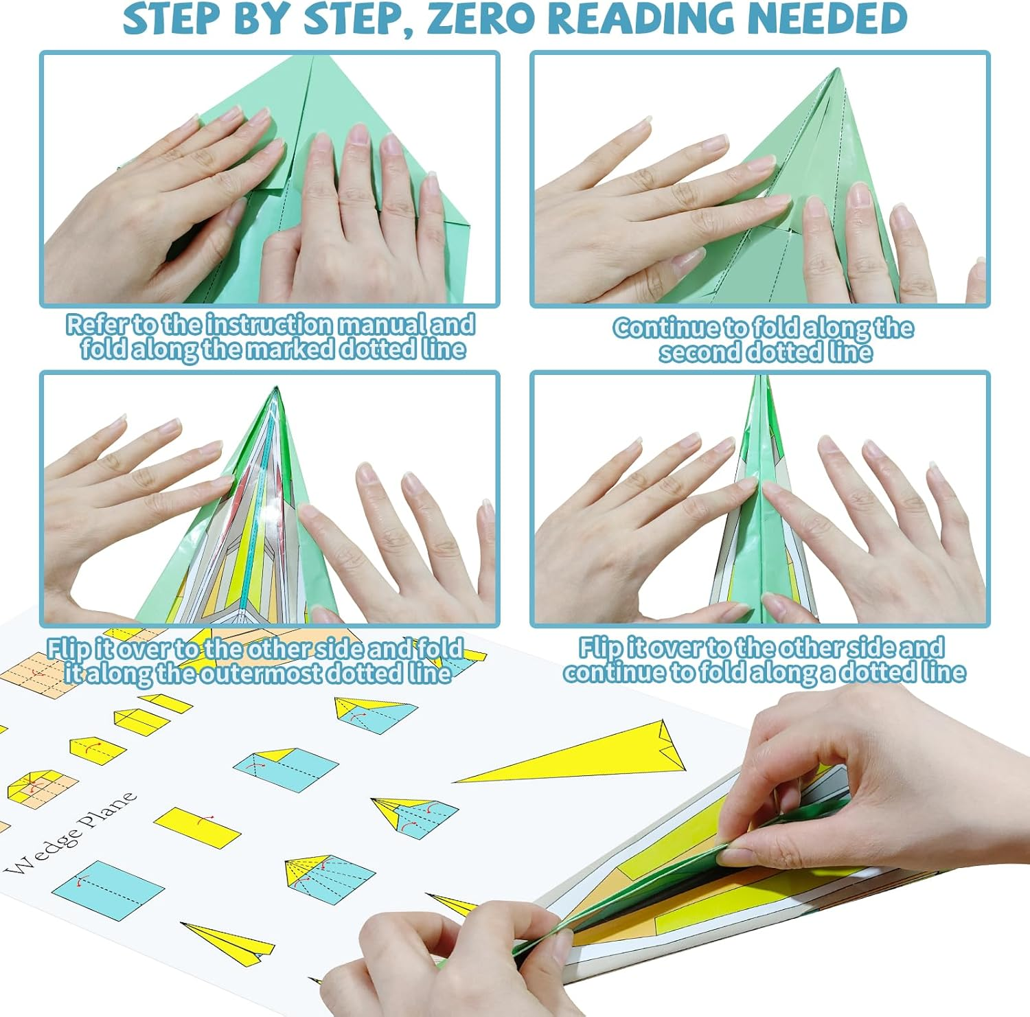 Elfew 48 Sheet Paper Airplane Kit for Kids Ages 8-12, Origami Paper Plane Kits for Boys, Crafts for Kids Activities, Origami Book, Airplane Toys Gifts for Boys and Girls