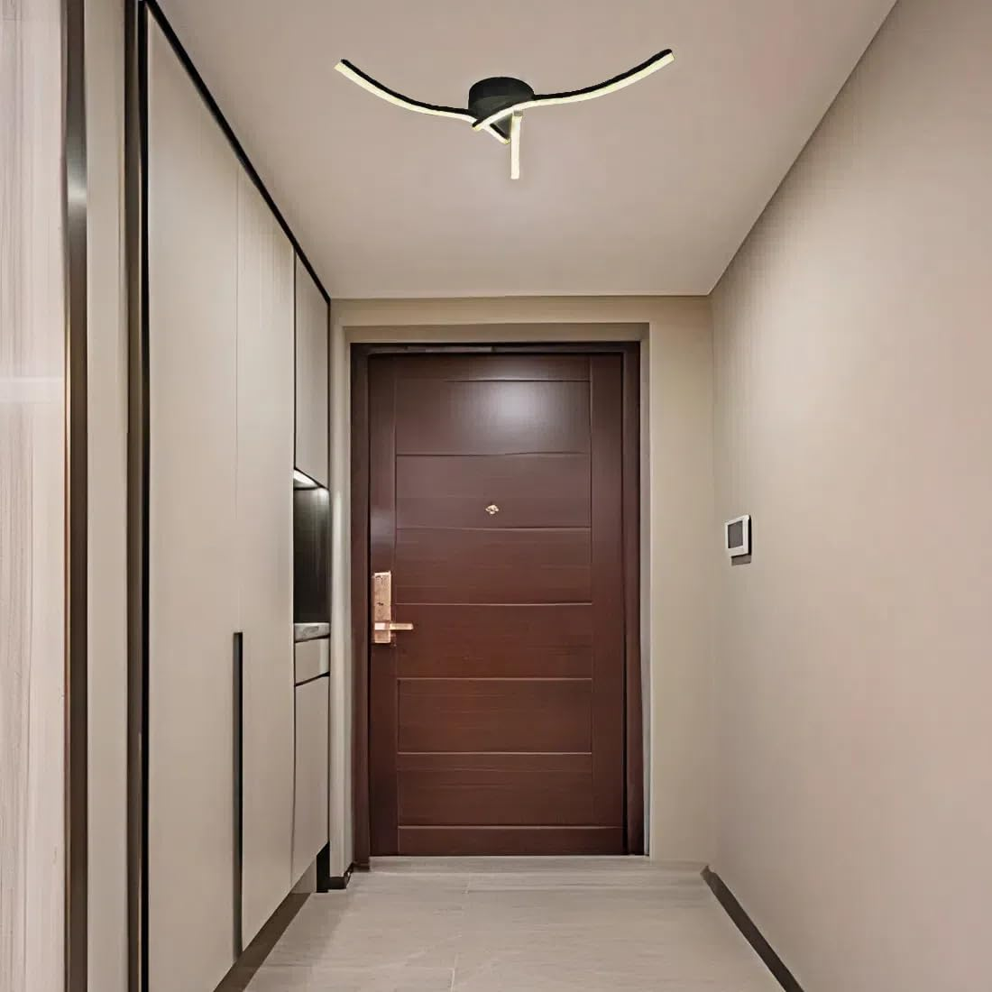 Modern Led Chandelier Black Semi Flush Mount Ceiling Light Fixture,Diy Hallway Light for Hallway, Entrance, Cafe,Living Room, Bedroom, Corridor, Porch image number 6