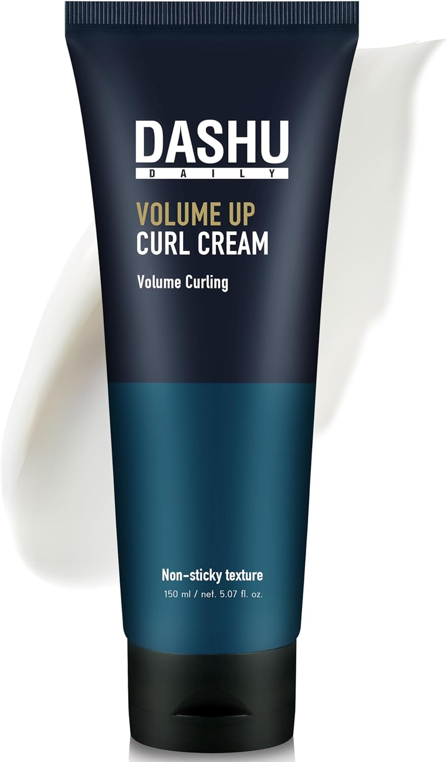 DASHU Daily Volume up Curl Cream | Hair Curling Cream for Men W/Vegetable Oil & Protein Ingredients | Hydrating Curl Cream for Wavy Hair (5.46 Fl Oz)