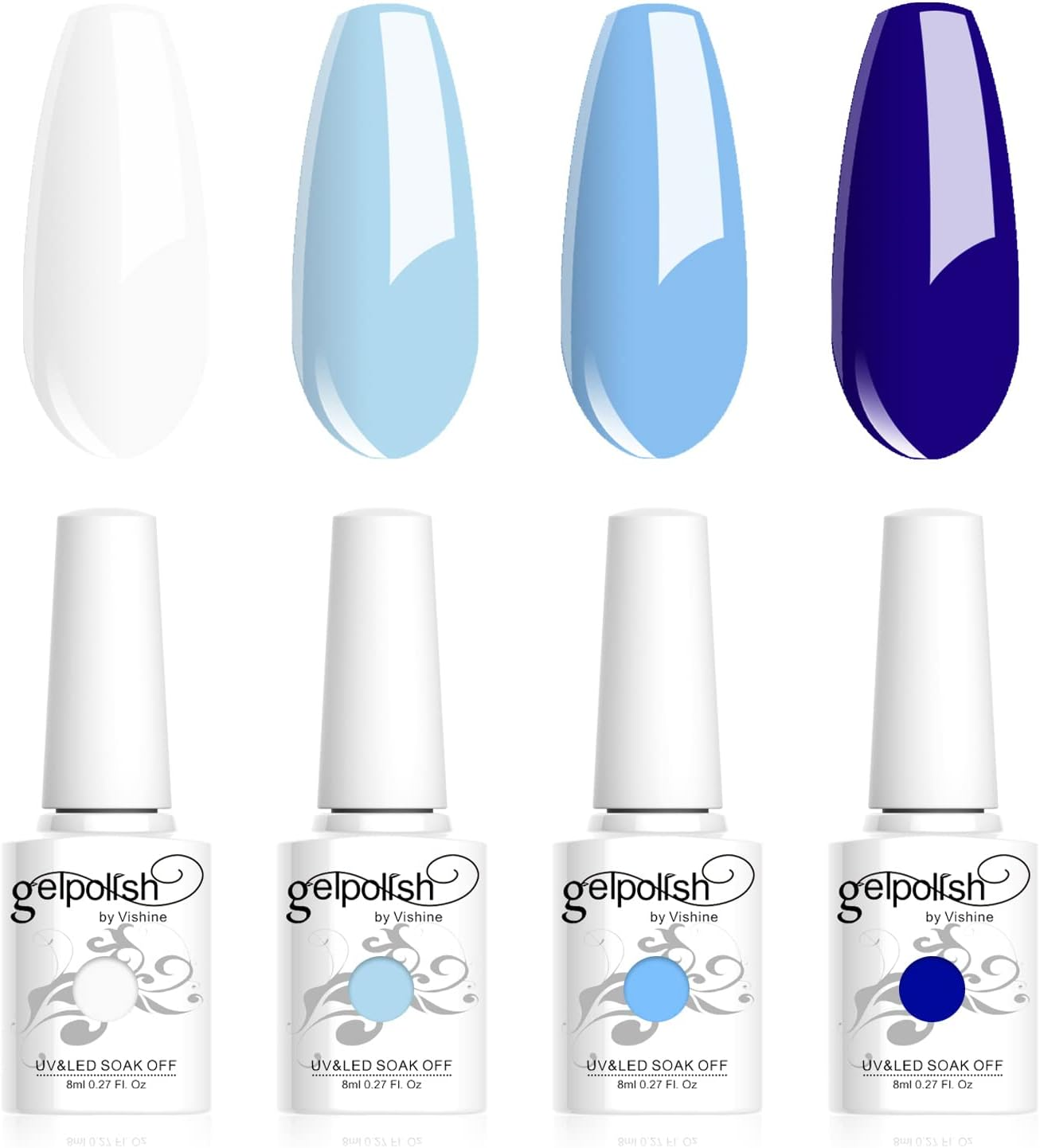 Vishine Pink Gel Nail Polish Set 4 Colors, Hot Pink Tones Sakura Spring Rose Purple Fushia Dark Pink All Seasons Soak off Long Lasting Romantic Nail Art Design Salon Home Manicure Kit for Women Girls C027