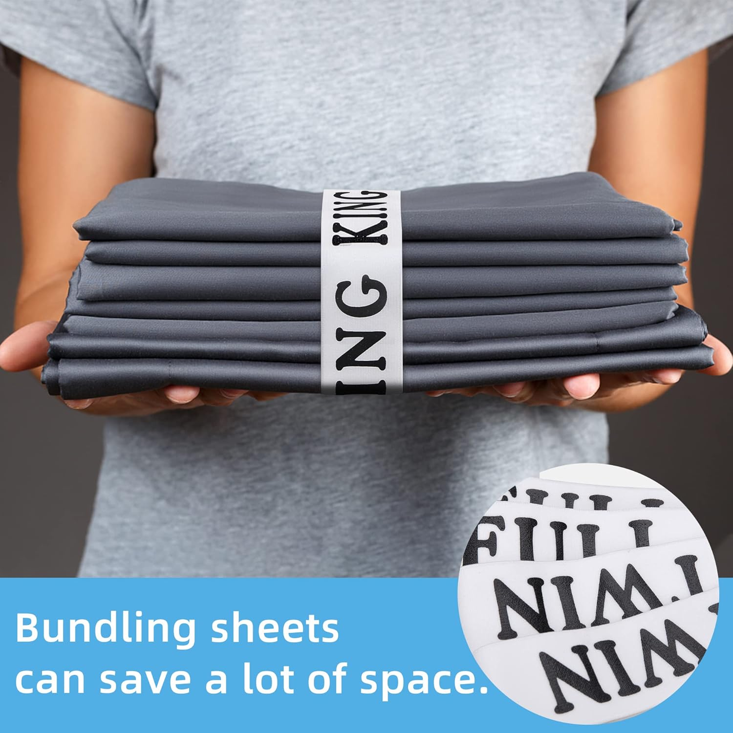 Codree 8 Pieces Bed Sheet Organizer Bands- Sheet Keepers Closet Organization- Elastic Bed Sheet Storage- Bedding Bands for Foldable Bedsheet, Pillow Case, Duvet (4 Types) image number 2