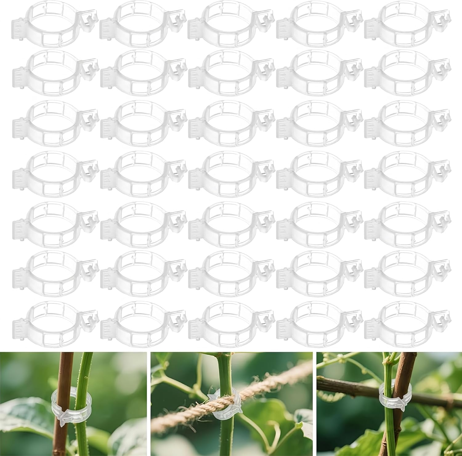 100 Pcs Plastic Plant Clips,Reusable Plastic Trellis Plant Support Clips for Support, Grape and Tomato Vine, Vegetables Plants(White) image number 3