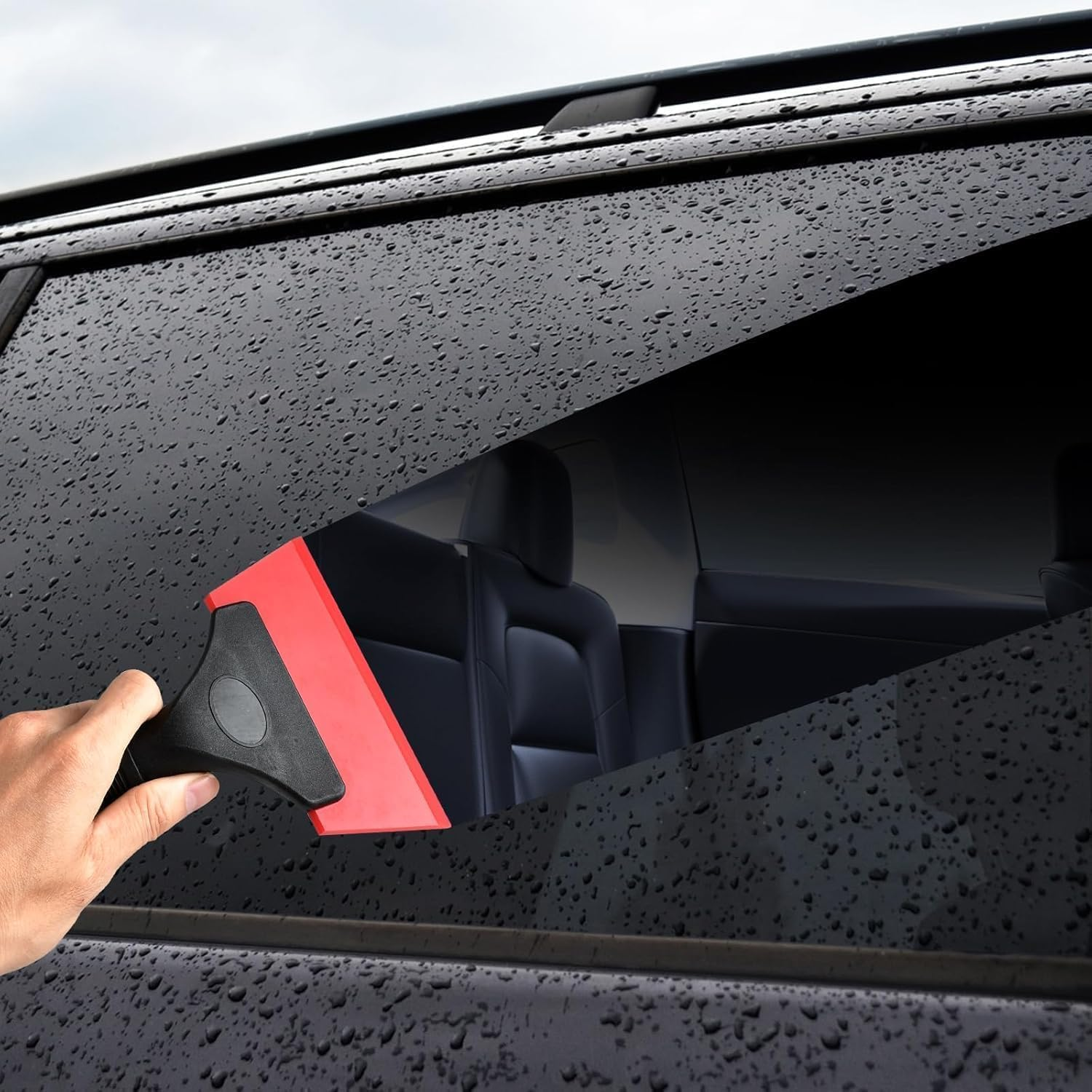 3 Pack Window Tint Squeegee, Small Squeegee with Non-Slip Handle, Car Window Tint Kit (Black+Blue+Red, 18 * 13Cm) image number 3
