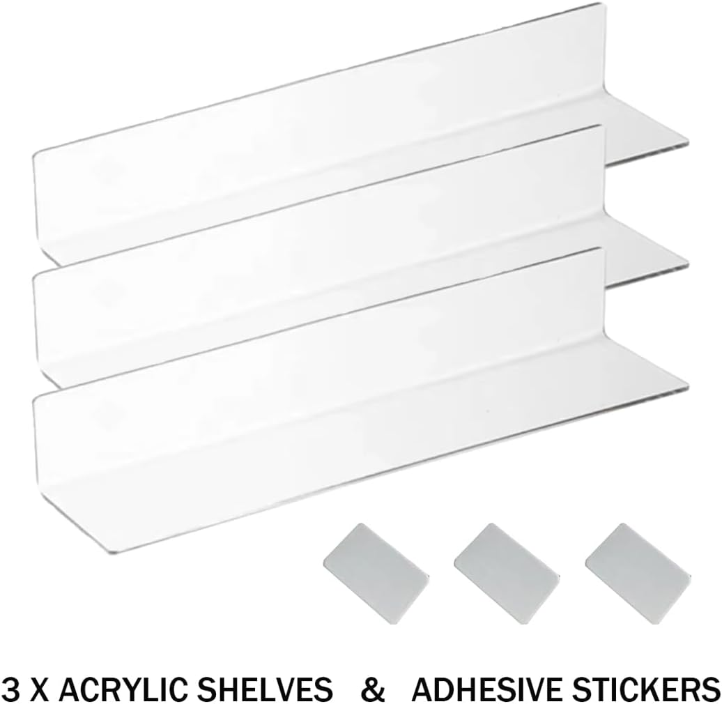 MORNITE 3 Pcs Acrylic Board Organizers for Medicine Cabinet, Acrylic Blocker Shelves Panel for Toilet Cabinet, Storage Divider for Kitchen Bathroom Closet Garage Office, 15.7" Clear image number 2