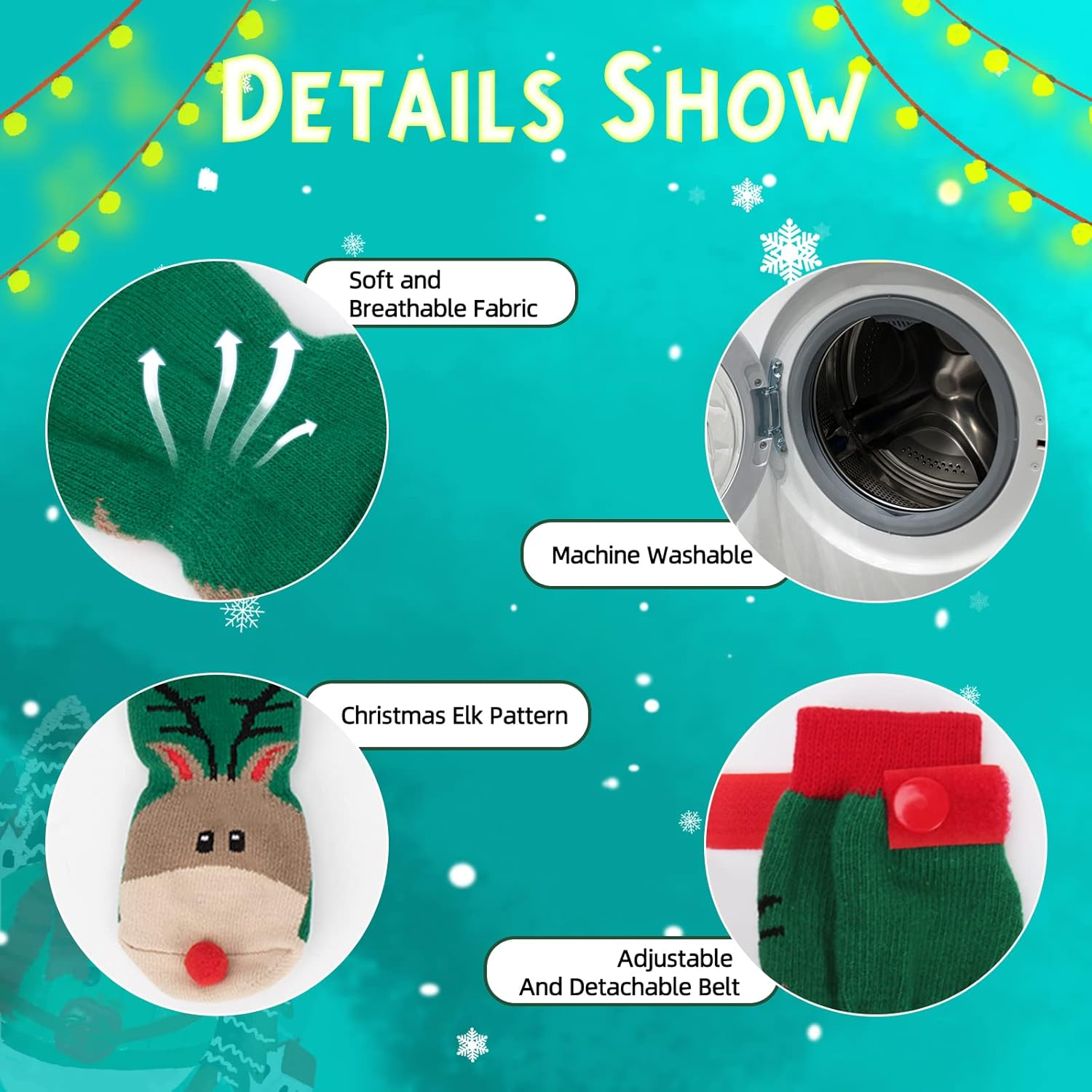 Rypet Christmas Dog Socks 2 Pairs - Non Slip Dog Grip Socks with with Adjustable Straps Traction Control for Hardwood Floor, Pet Paw Protector for Small Medium Large Dogs Large image number 3