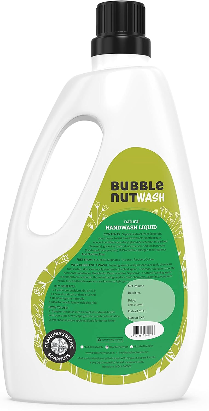 Bubblenut Wash Natural and Organic Handwash Liquid (810 Ml) Refill | Paraben Free & Sulphate Free Hand Wash image number 3