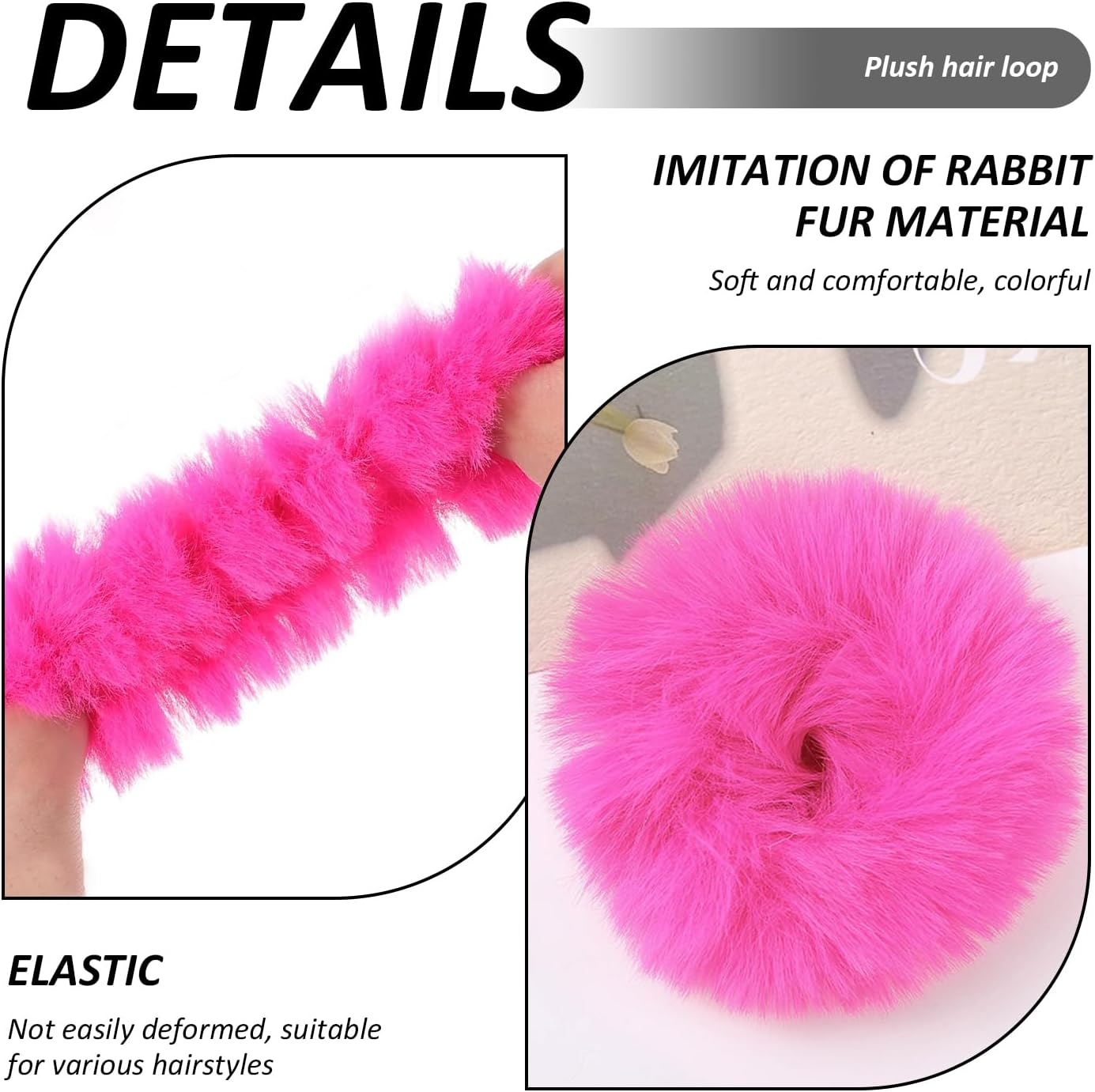 10 Plush Hair Rings, Funny and Cute Hair Rings, Fashionable Hair Accessories, Hairstyle Decorations and Hair Accessories for Girls. image number 3