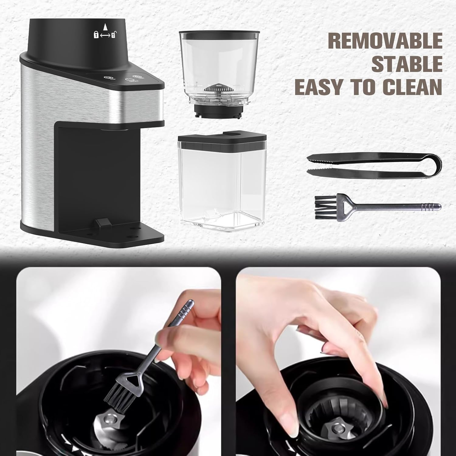 Cobuy Burr Coffee Grinder Electric W/Adjustable Settings for Precision Coffee Bean Grinding (18 Cup) Automatic Burr Mill (150W) Stainless Steel Coffee Maker