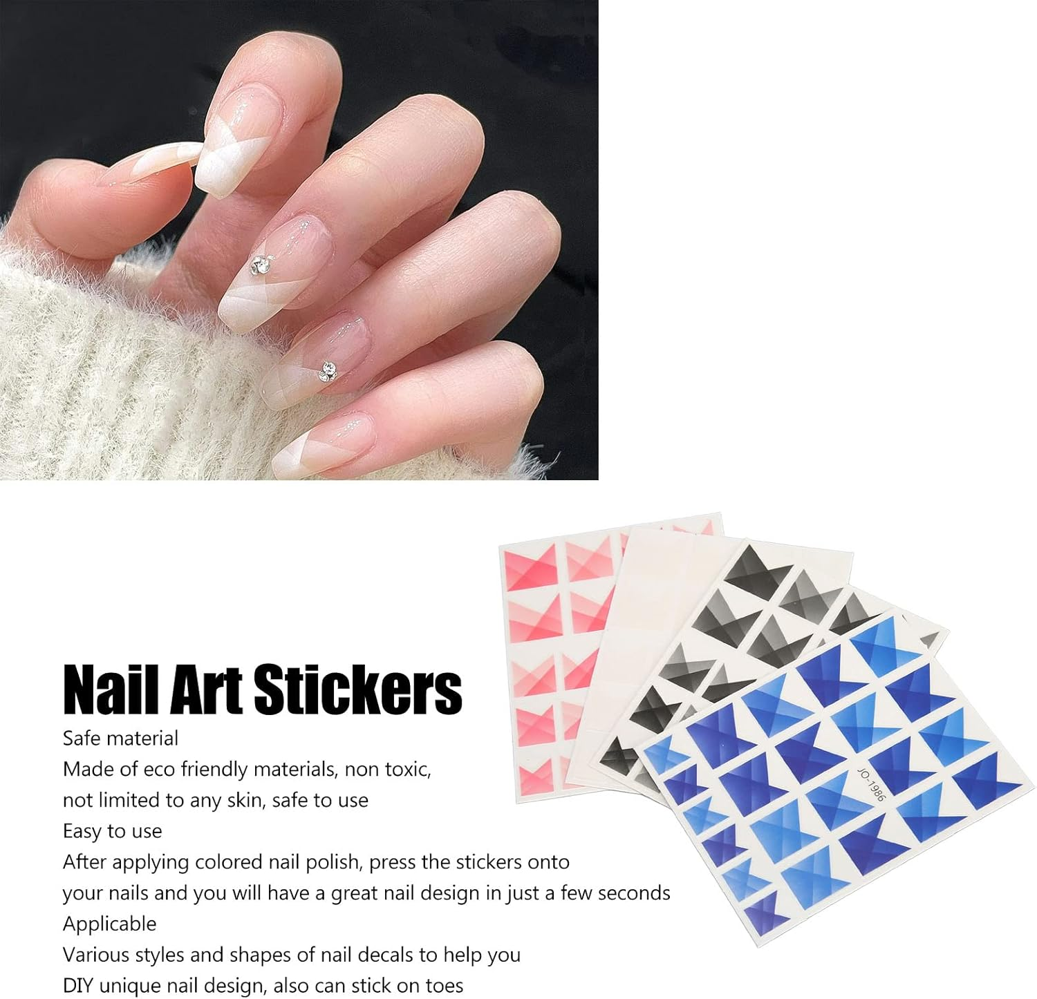 French Nail Stickers Waterproof Nail Art Decoration Stickers Home Use Nail Salon image number 2