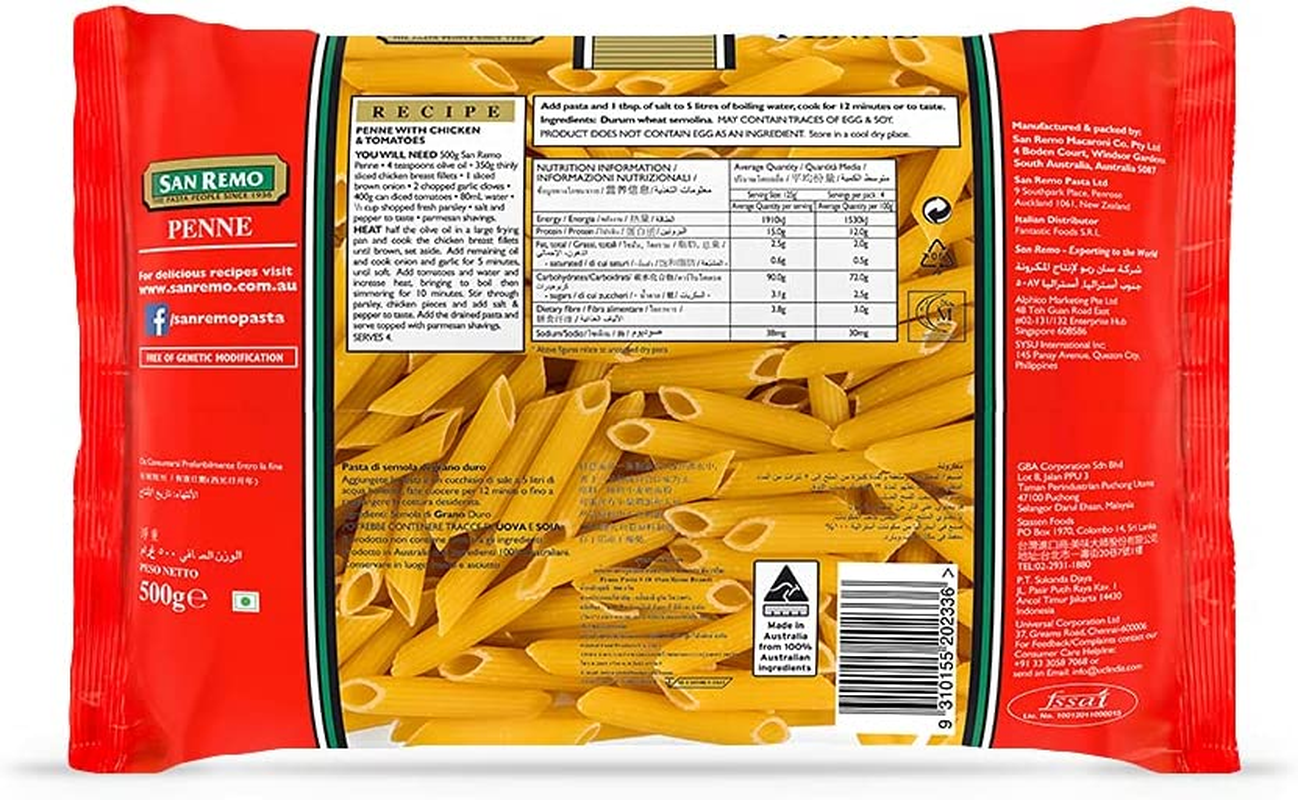 San Remo Penne Pasta 500G