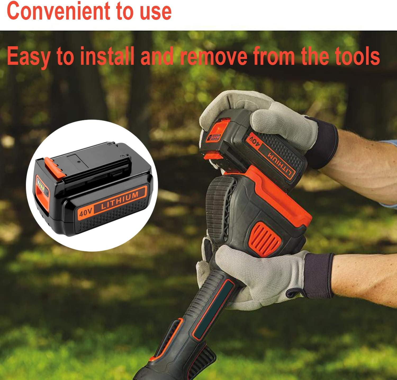 Geelink 40V MAX 2.0Ah Replacement Battery for Black and Decker LBX2040 LBX36 LBXR36 LBXR2036 40V Lithium Ion Battery image number 5