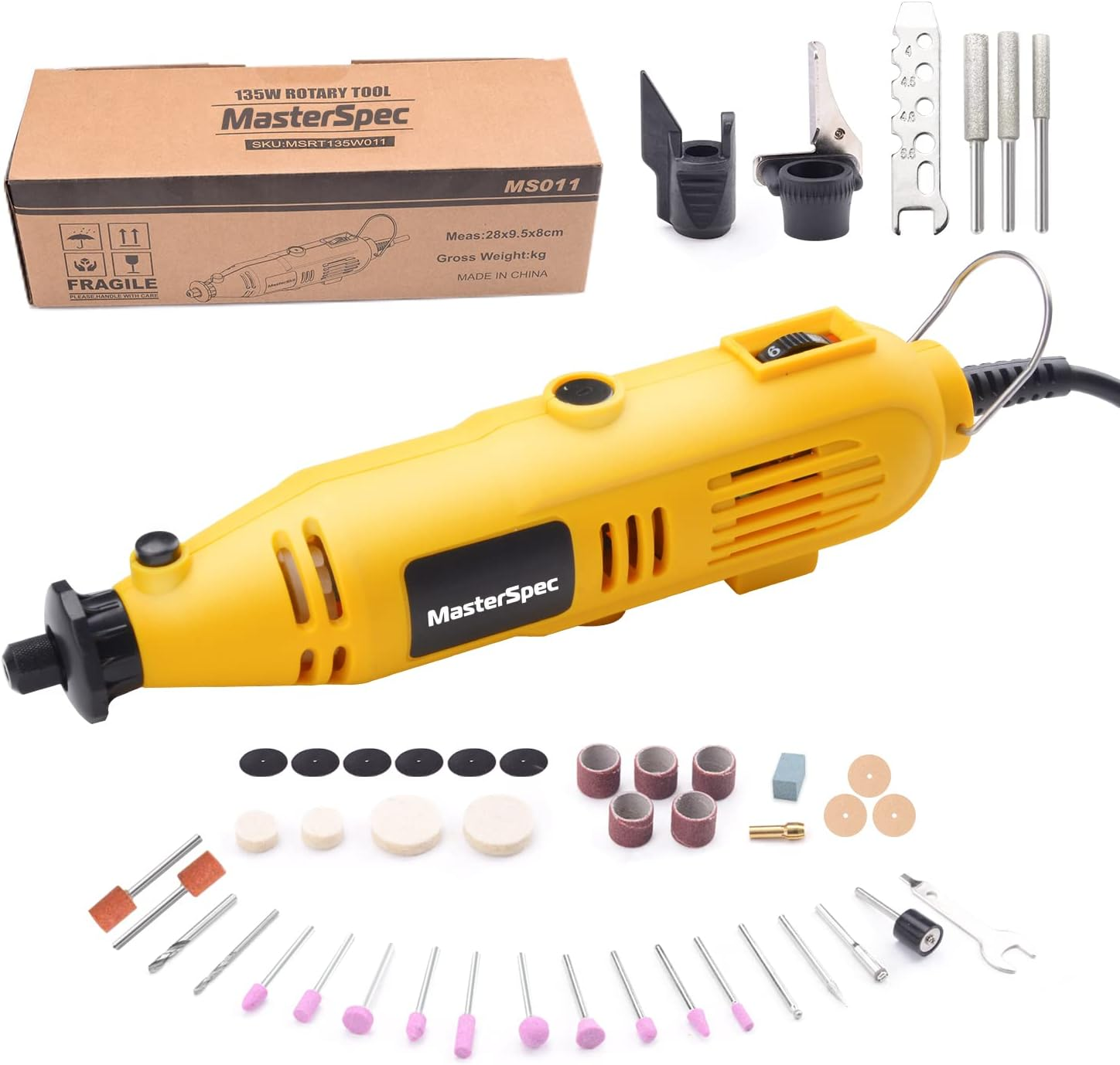 Masterspec Rotary Tool Kit Grinder Polisher Knife Chainsaw Sharpener Multi Acces image number 3