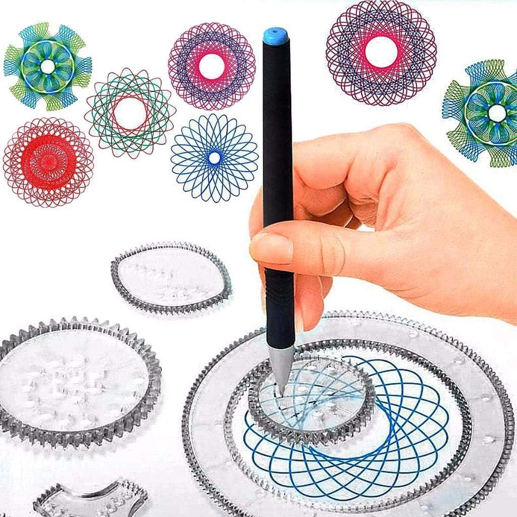 Uoeo 22 Pack Creative Spirograph Drawing Set, Spirograph Deluxe Kit Ideal Creativity Art Promoting Development Set for Kids image number 4