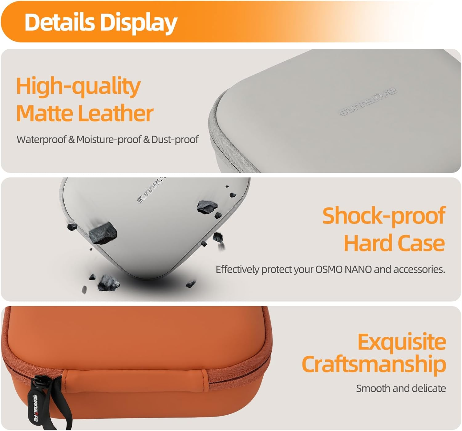 Protective Carrying Case for DJI Osmo Nano Standard Combo, Portable PU Protective Carry Bag Travel Storage Bag Protective Cover for DJI Osmo Nano Action Camera Accessories (Black) image number 3