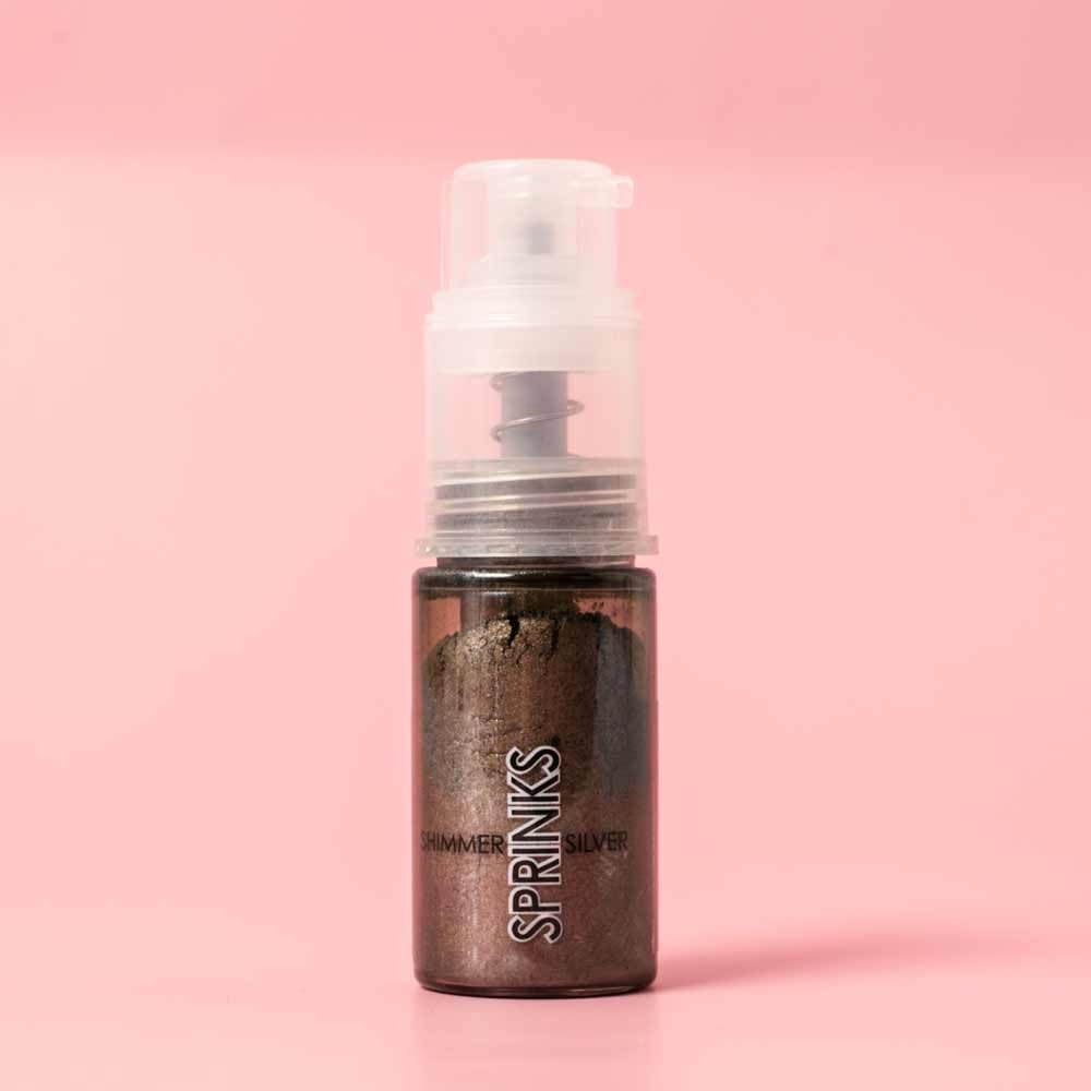 Sprinks Edible Dust Spray Pump | Shimmer Silver Micro Fine Glitter | Easy to Use for Cakes Cupcakes Cookies and Desserts | Silver Sprinkles Edible image number 2