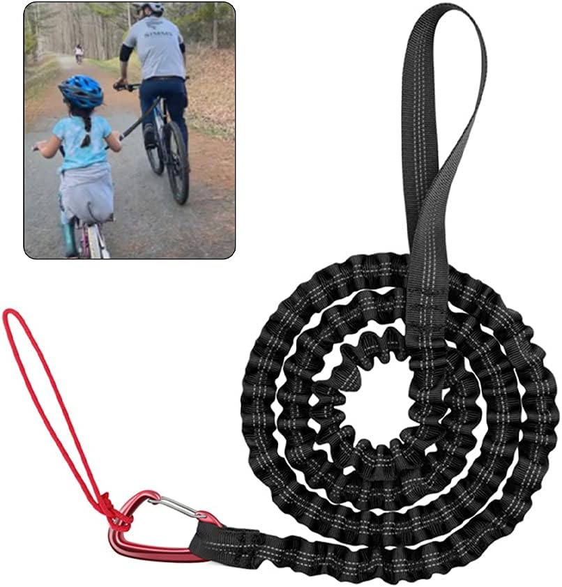 Bike Bungee Tow Rope for Kids, Child Bike Stretch Bungee Cord Pull behind Attachment High Strength 800KG 3M Bicycle Towing Strap with Carabiner, Mountain Bike Tow Rope - Black,Random image number 5