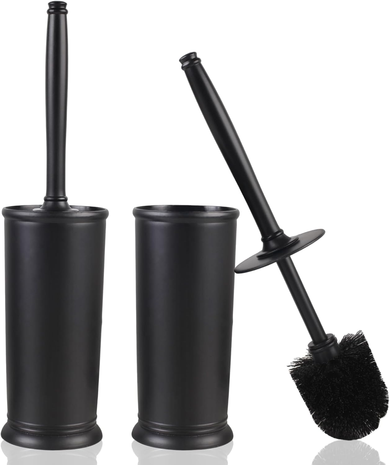 Toilet Brush and Holder Set: 2 Pack Toilet Brush Set, Modern Toilet Bowl Brushes Forcorner Clean, Bathroom Toilet Scrubber Brush with Cover, Deep Cleaning Toilet Cleaner Brush Set- Bronze