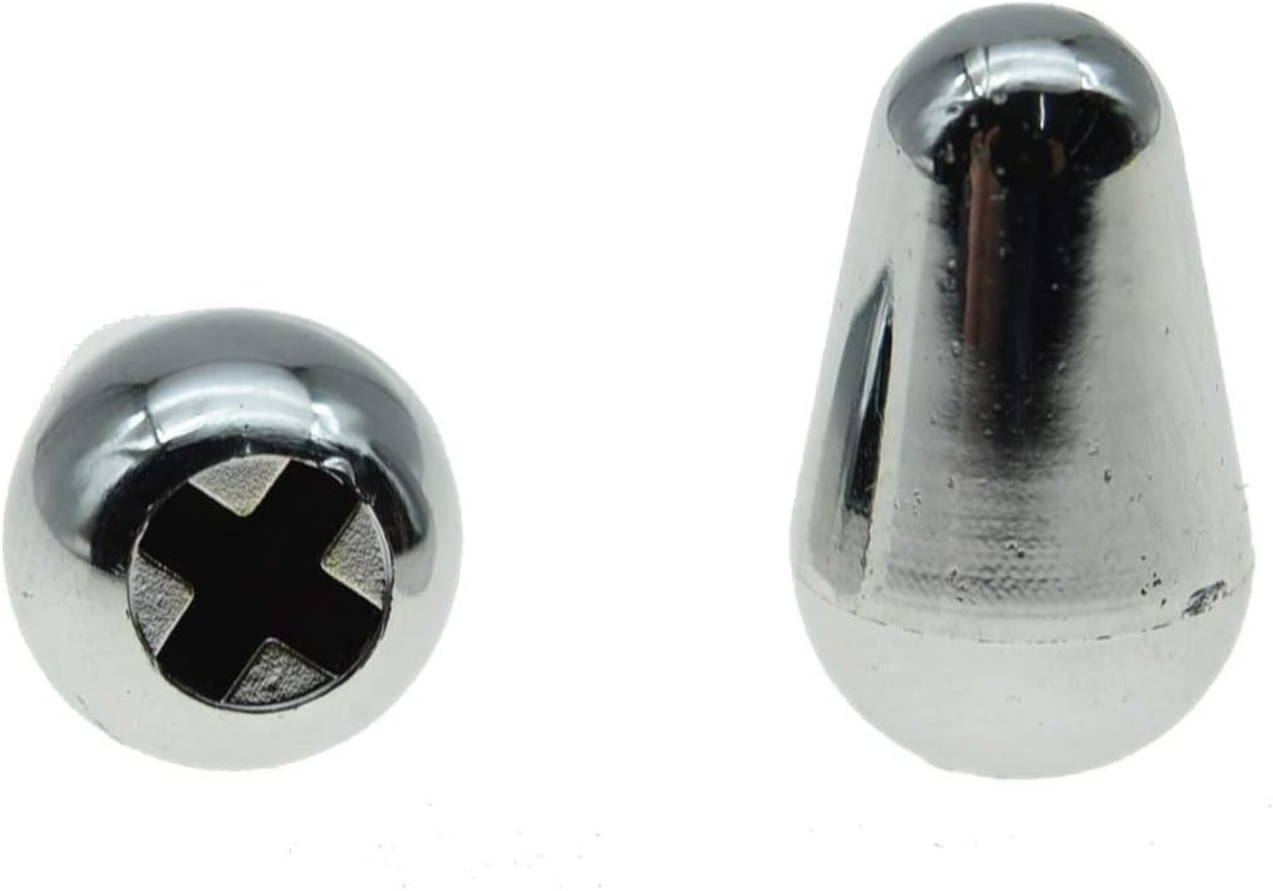KAISH 2Pcs Guitar 5 Way Pickup Switch Tip Switch Cap Switch Knob for USA Strat/Stratocaster Chrome - Aged White image number 2