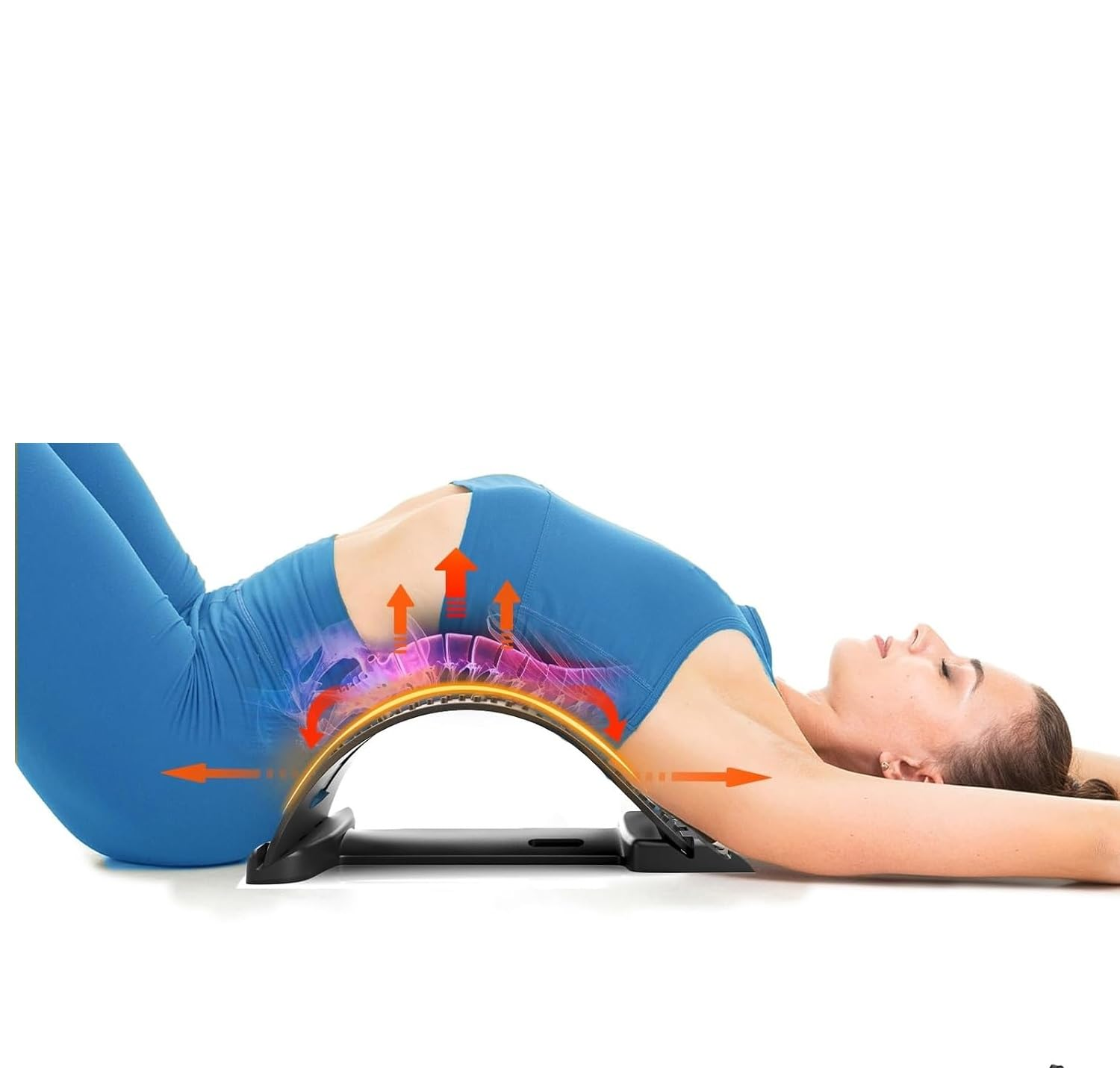 Back Stretcher for Lower Back Pain Relief, Everlasting Comfort Adjustable Spine Decompressor, Lumbar Support, Back Pain Relief Products with Memory Foam Pad, Back Cracker (Blue, One Size) image number 2