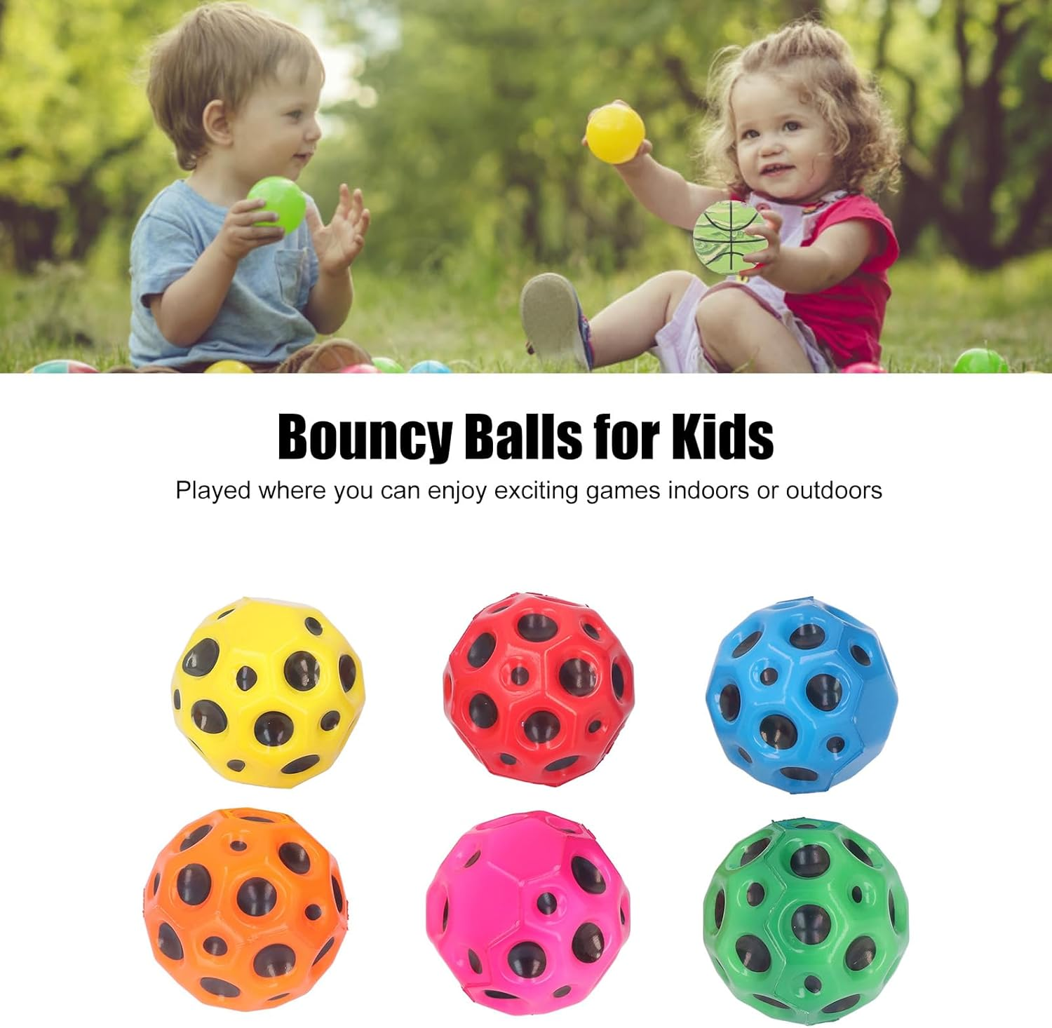 6Pcs Space Ball, Super High Bouncing Space Ball, Colorful Bouncing Balls for Kids, Sensory Ball, Sports Training Ball, Improve Hand-Eye Coordination, Easy to Grip and Catch image number 1
