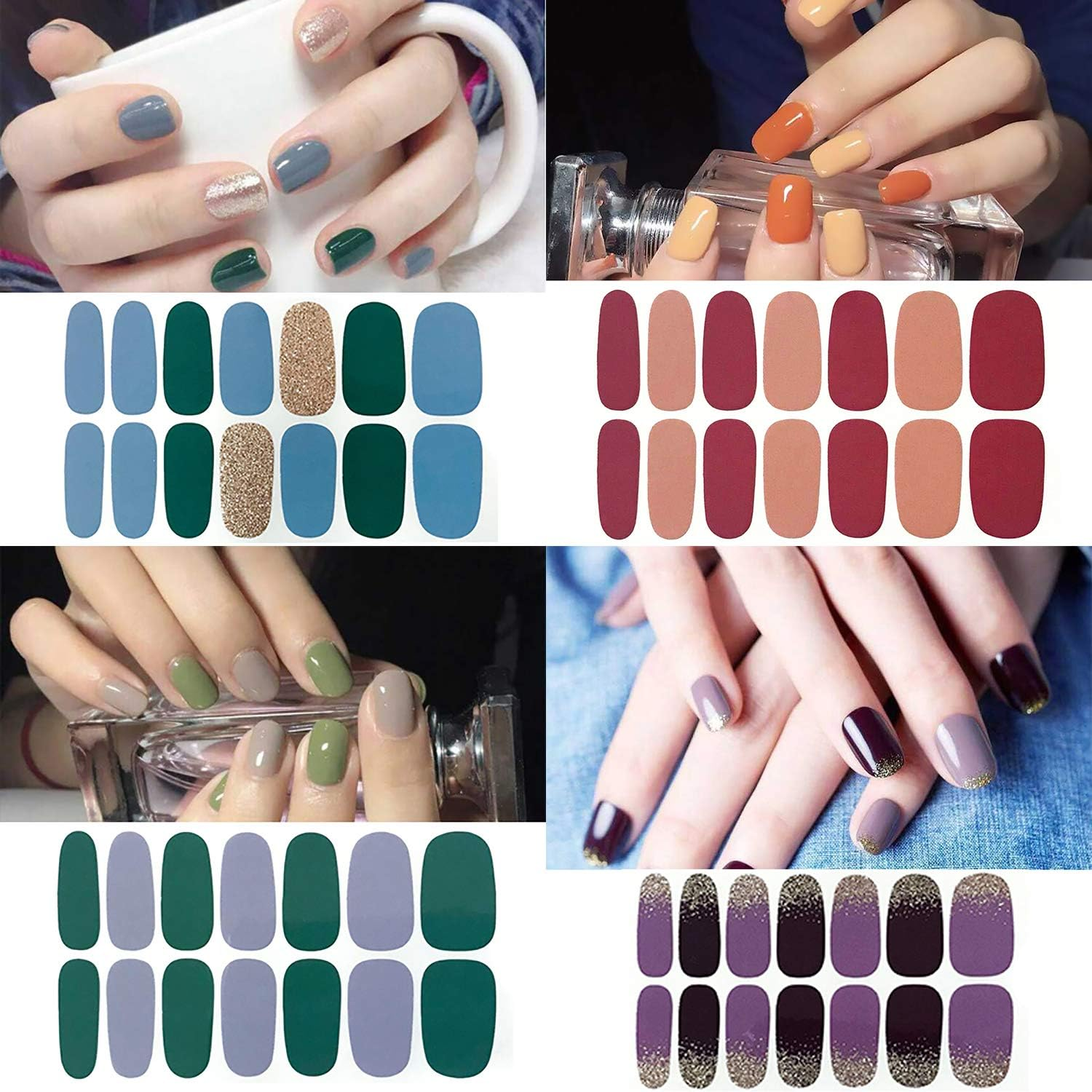 JERCLITY 24 Sheet Solid Color Nail Polish Strips - Press on Nail Stickers & Wraps for Women'S Nail Art with Nail File image number 4