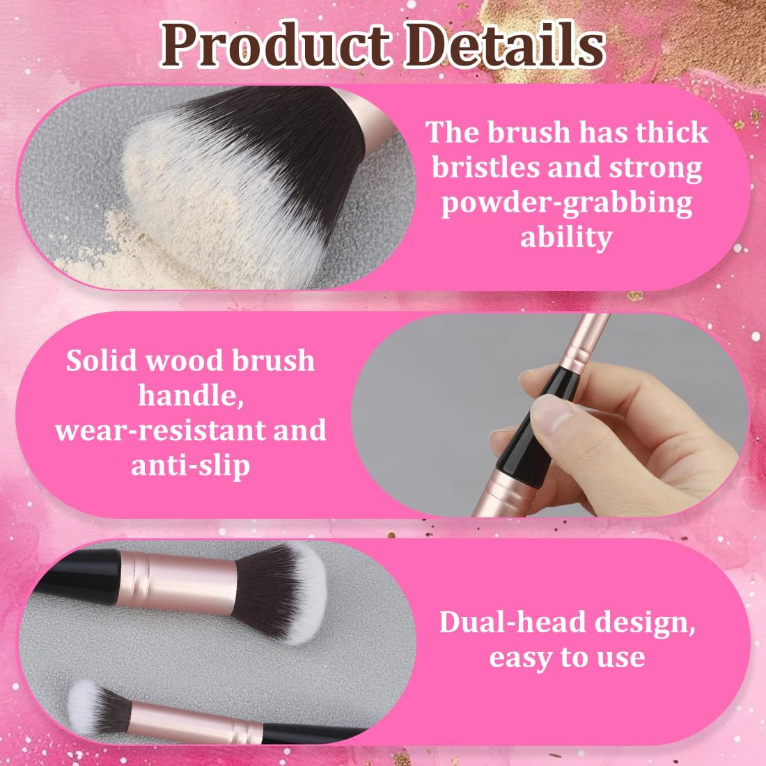Stain & Tint Blending Brush, Liquid Blush Brush for Effortless Blending and a Flawless Finish, Set and Application of Liquid, Creams and Powder Cosmetics, Pack of 2