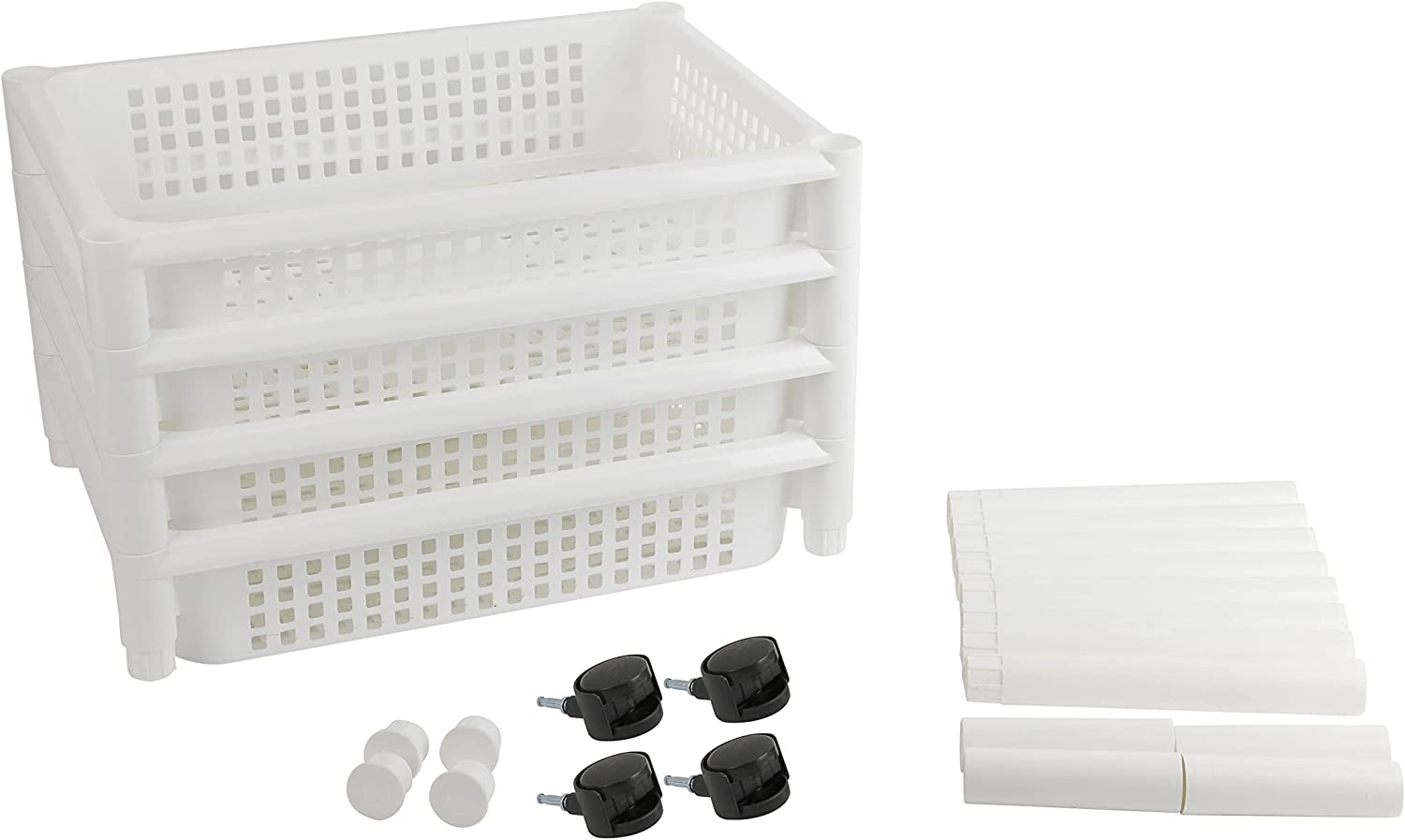 Okam Kitchen Basket Trolley with Wheels, 4 Tier Home Organiser Cart, Multi-Purpose Space Saver Plastic Utility Rack for Kitchen and Pantry Storage image number 1