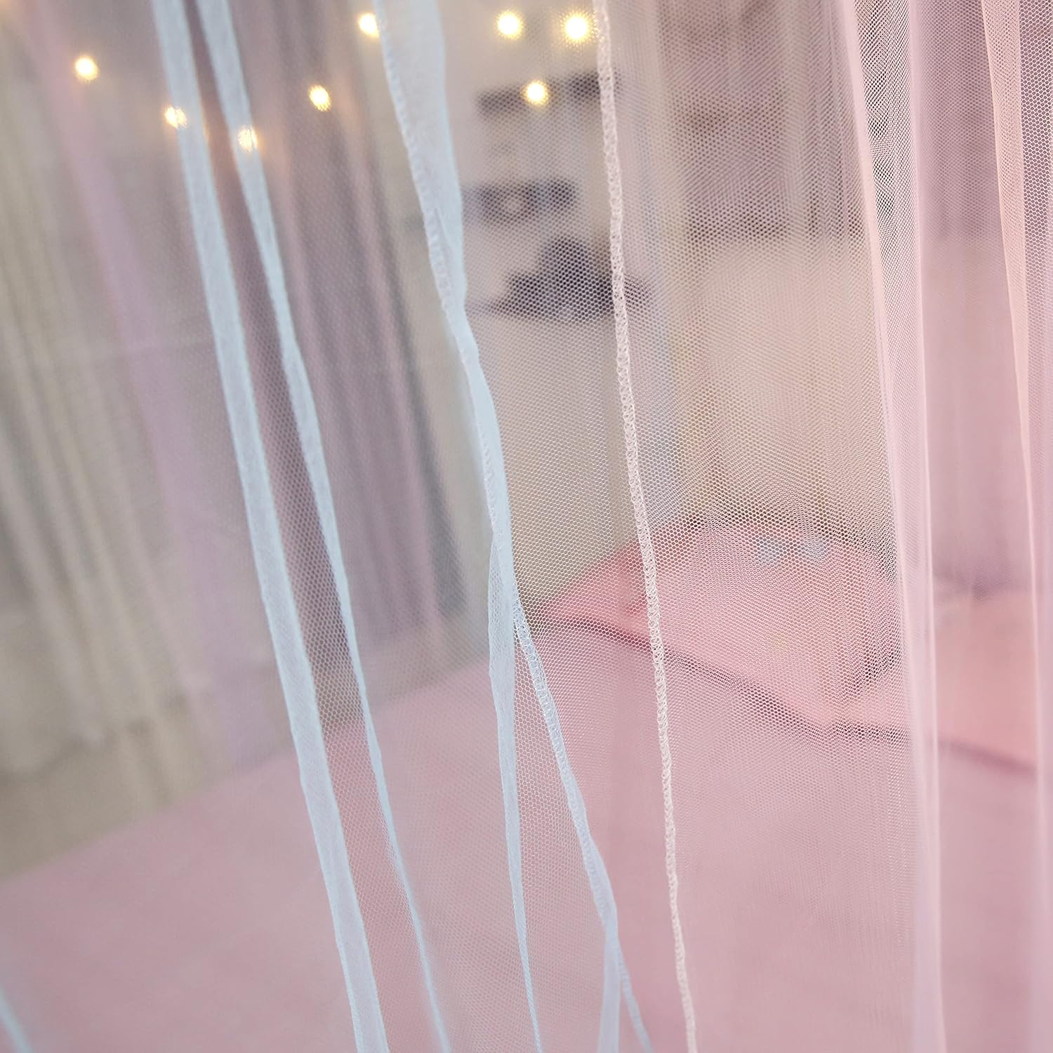 Nattey 4 Poster Corners Princess Bed Curtain Canopy Mosquito Netting Canopies (Full, White) image number 5