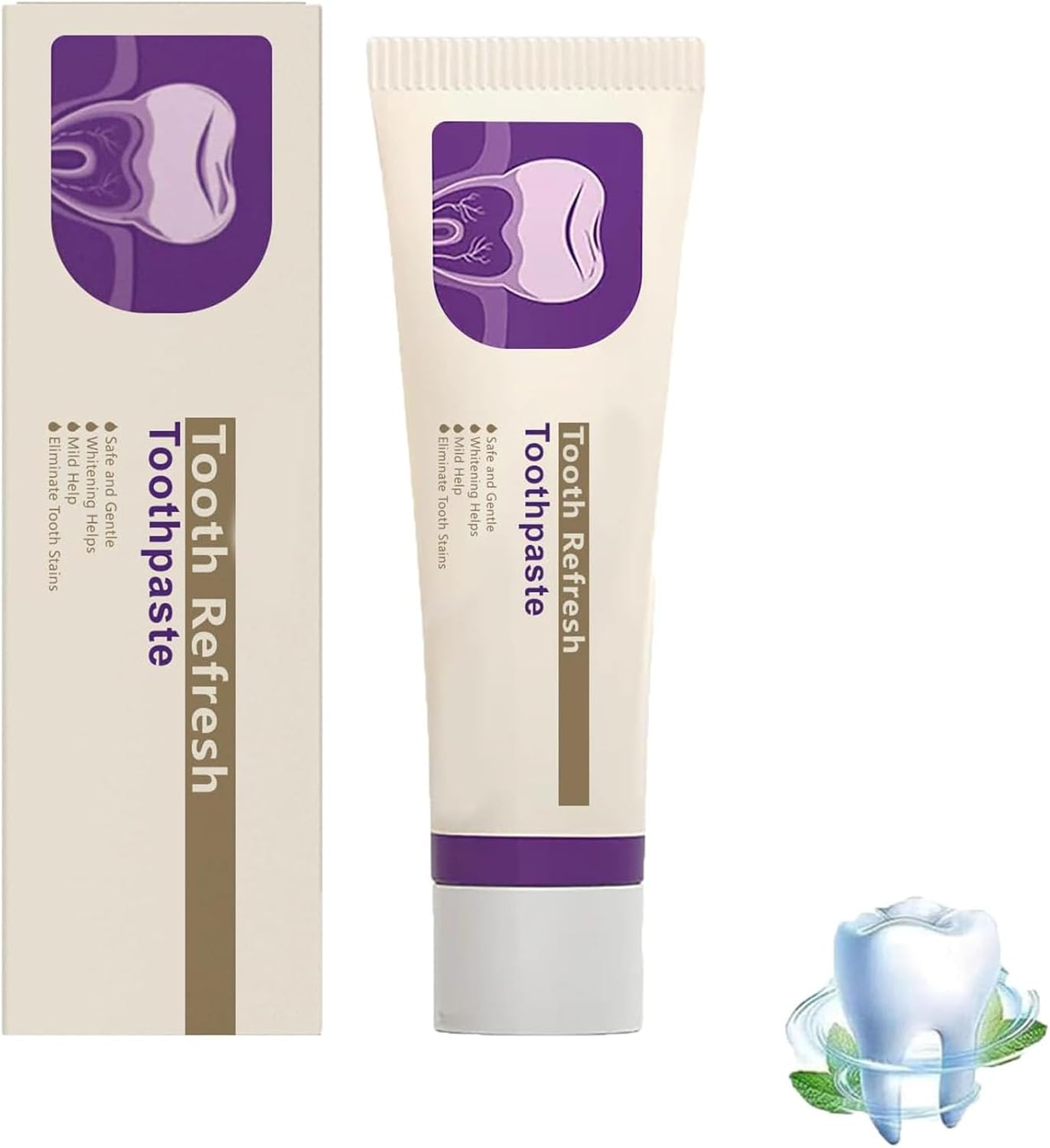 Kreain Nature Tooth Refresh Toothpaste, Enamel Strengthening & Fresh Breath Oral Care, Whitening, Deep Cleaning, Removes Stains and Promotes Healthy Teeth, for Sensitive Teeth (2Pcs)