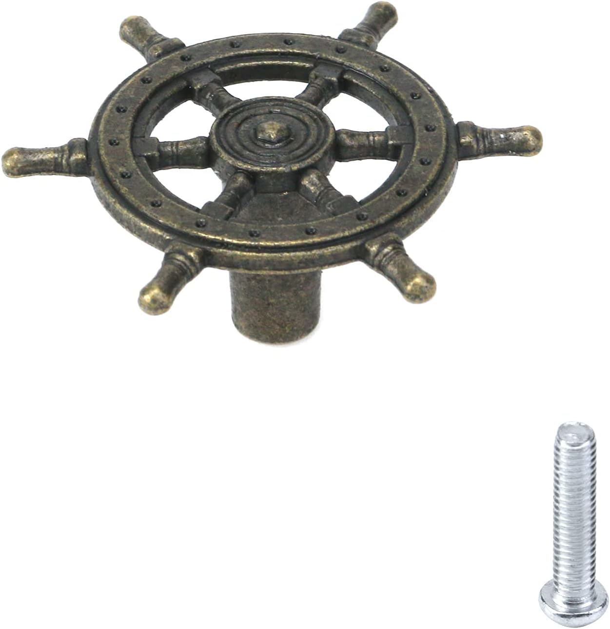 UTALIND 10 Pcs Antique Bronze Nautical Ship Rudder Wheel Pull Knobs Decorative Single Hole Cabinet Hardware Drawer Pulls Furniture Knobs for Drawer Cupboard Dresser Cabinet image number 5