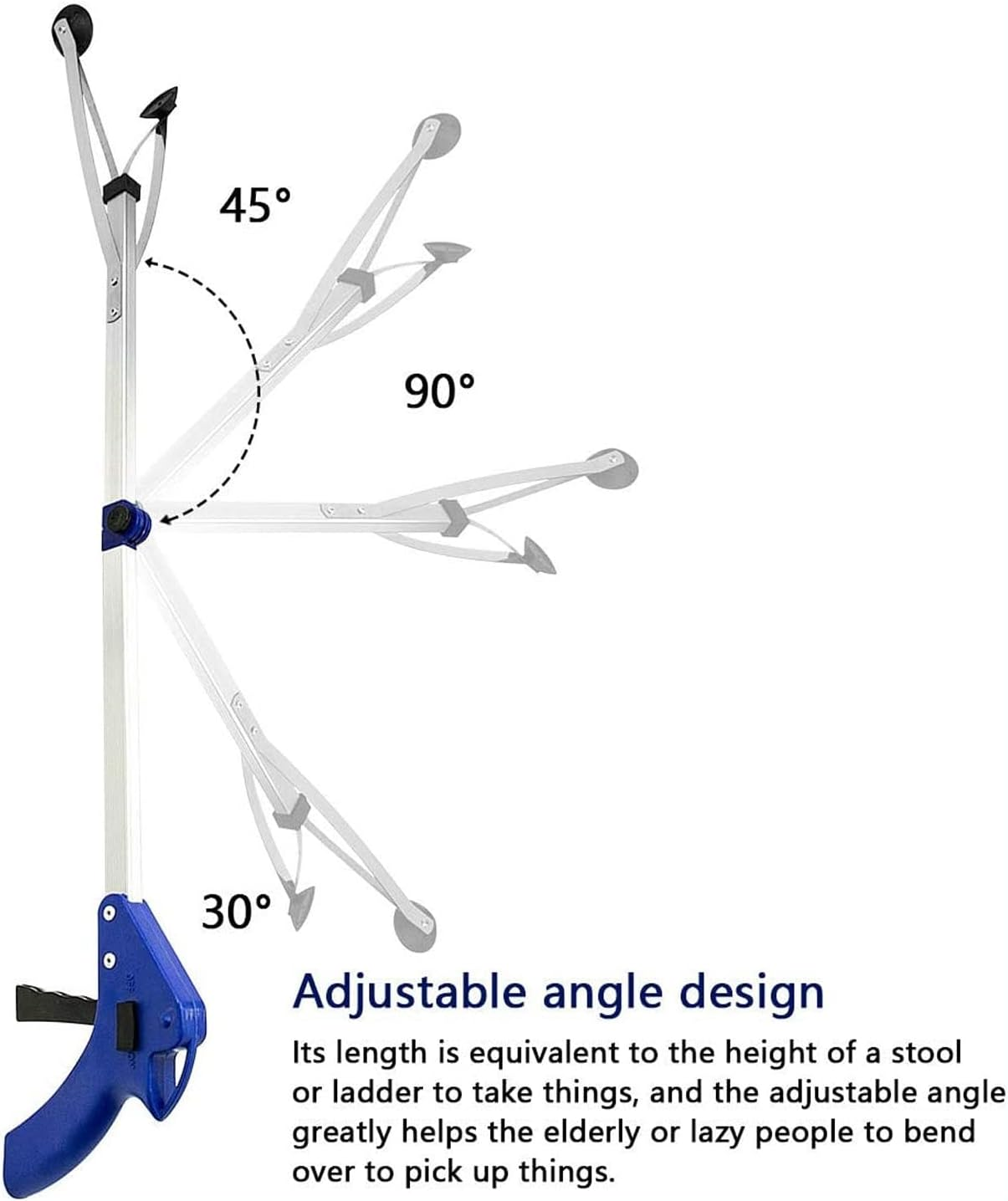 Yotsuba Grabber Reacher Tool, 80Cm Foldable Grabbers for Elderly, Lightweight Extra Long Handy Trash Claw Grabber, Mobility Aid Reaching Assist Tool for Trash Pick Up, Nabber, Litter Picker, Arm Extension (Blue) image number 3