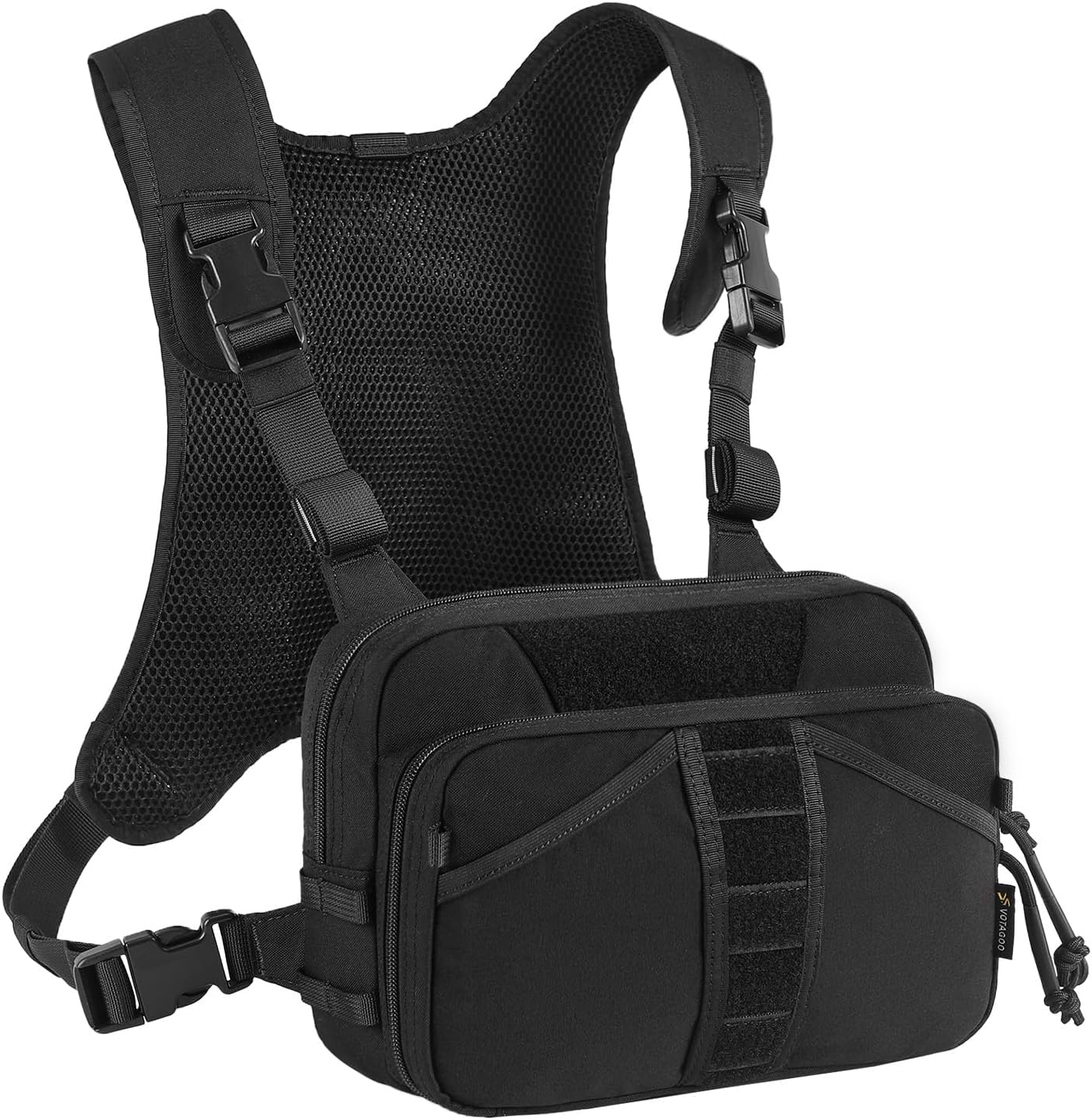 VOTAGOO Fishing Chest Pack, Fly Fishing Bag for Men and Women, Tackle and Fly Boxes Storage Pack, Hunting Binocular Pack (Dark Black)