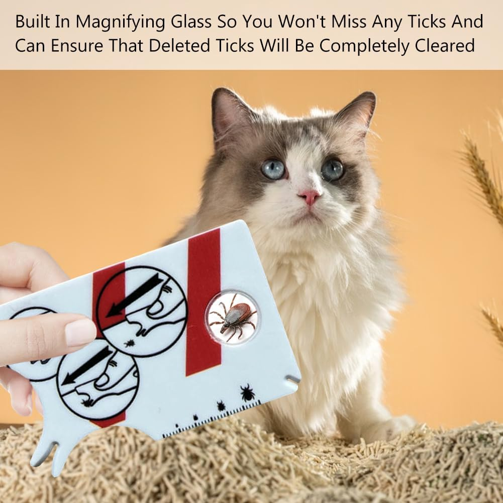 Tick Card with Magnifying Glass, Pack of 2 Tick Cards for Dogs, Cats, Tick Cards with Magnifying Glass, Compact and Portable, Easy to Use, Quick Cleaning of Ticks, Tick Cards for People, Children image number 3