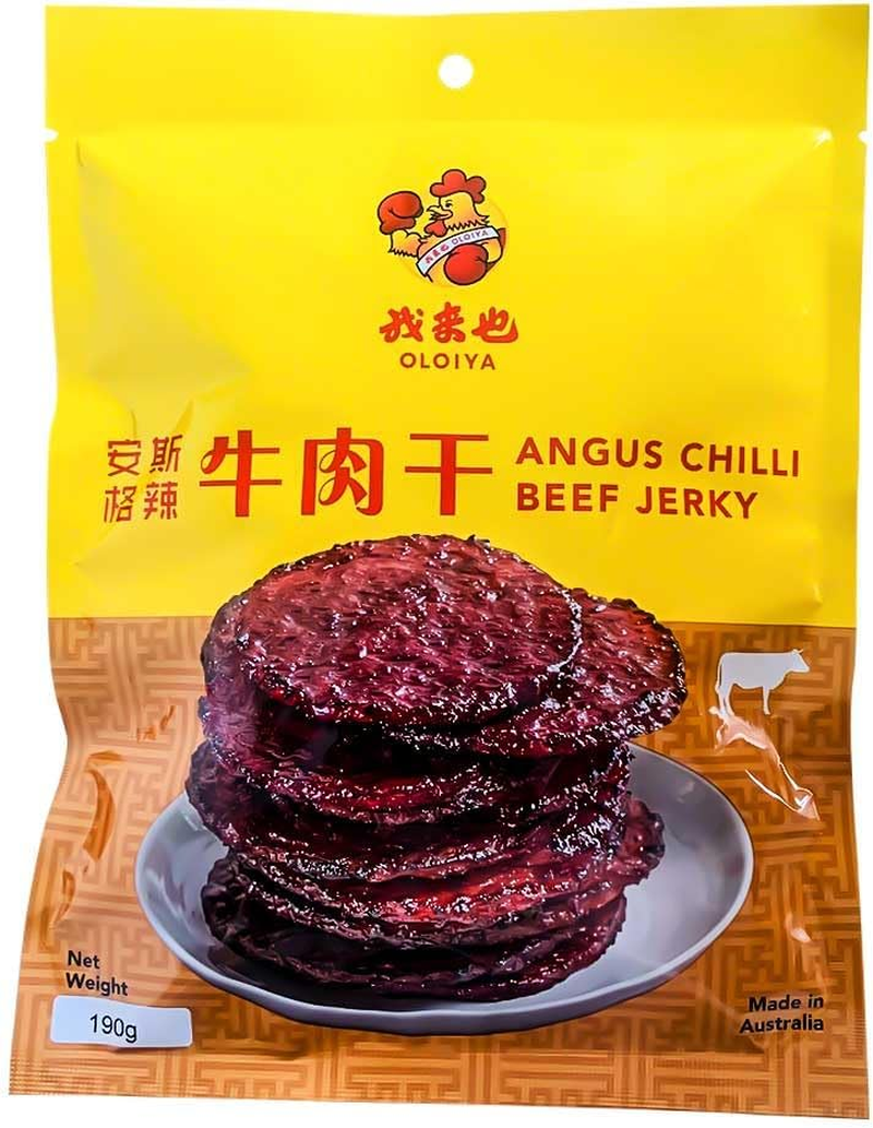 OLOIYA Beef Jerky Great Every Day Snack with 6.8 Protein Angus Chilli Beef Jerky Read to Eat for School Snack Flavour for Work Travel, 190G image number 3