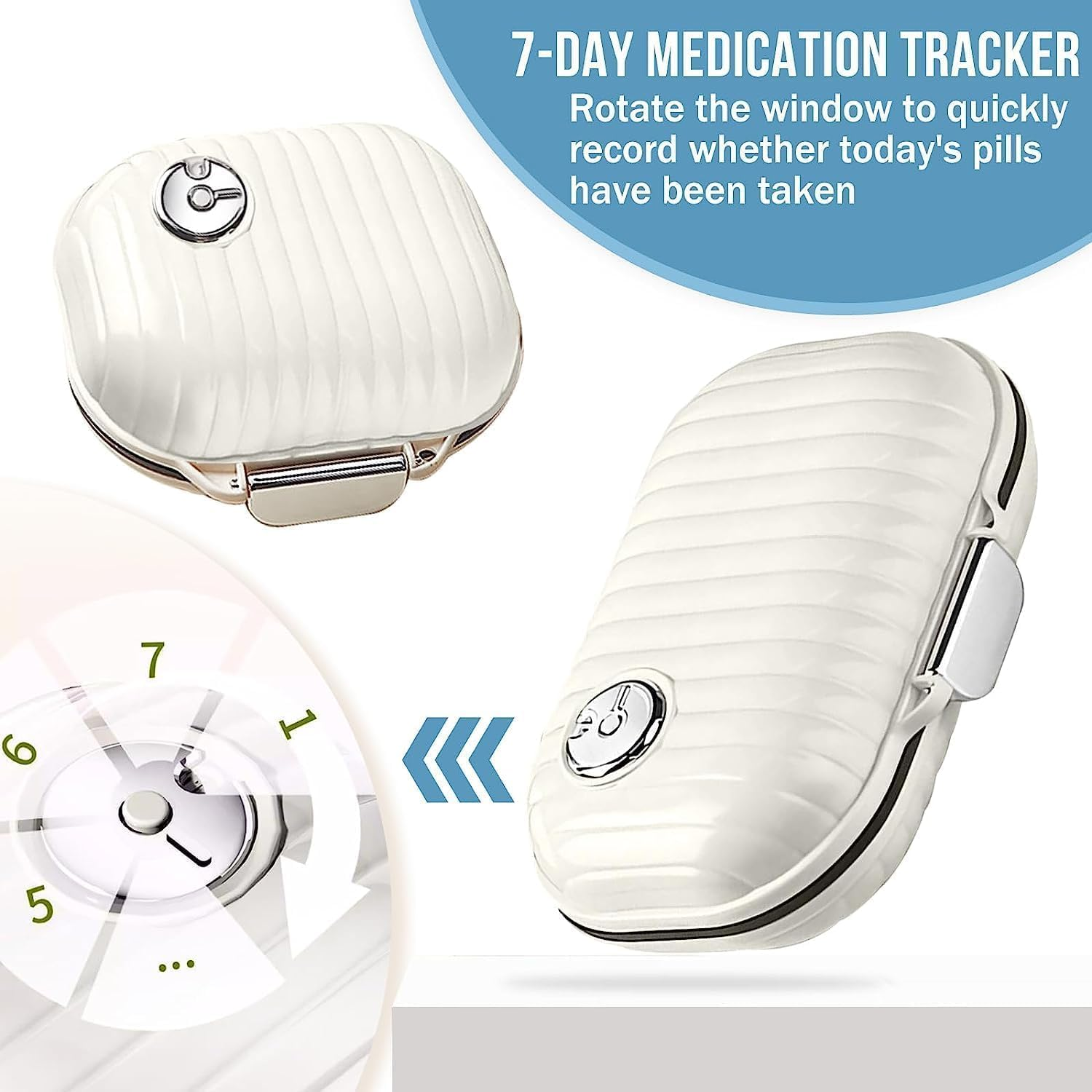 2 Pcs Weekly Pill Organizer, Portable Pill Box, 7 Day Pill Box, Mini Pill Box, Medication Container, Medication Planner, Pill Dispenser for Vitamins/Pills/Supplements image number 2