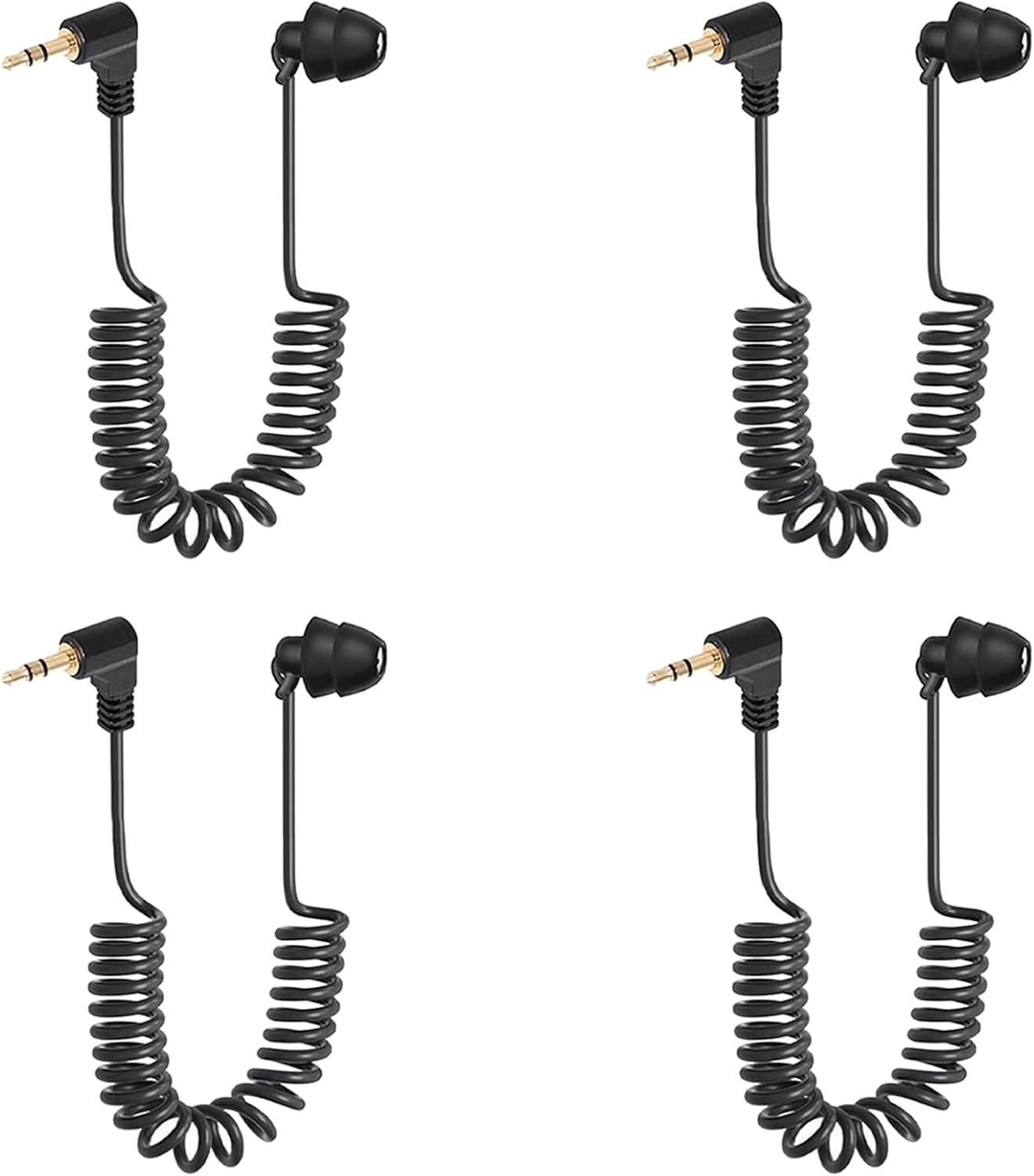 Kaifucy 4Pcs 3.5Mm Spring Earphones Single Side Headphones Earbuds Wired Headset for Mobile Phone MP3 Computer