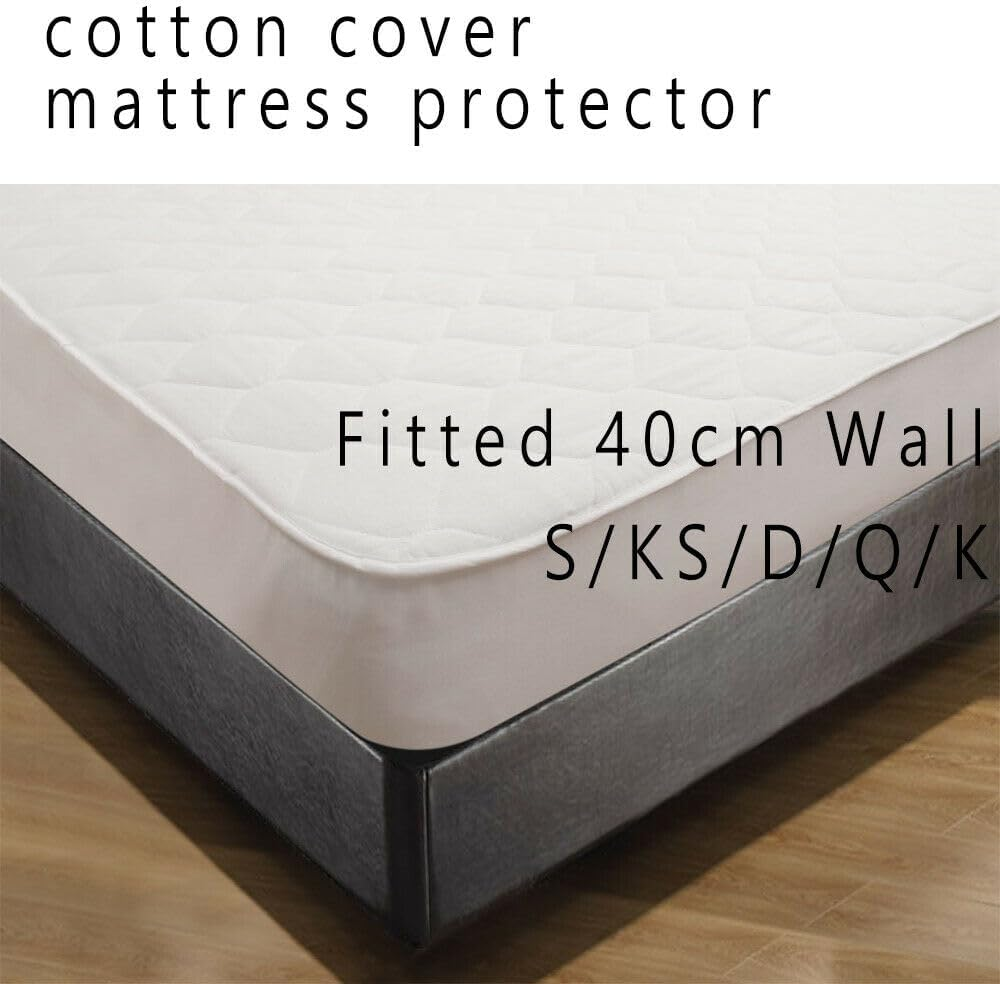 Shangri-La Polycotton Fitted Mattress Protector, Single image number 1